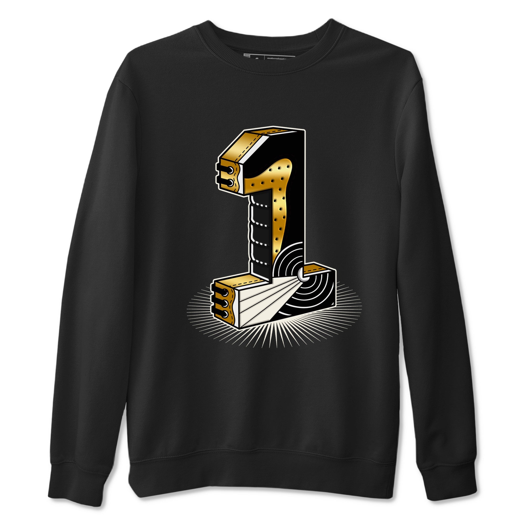 Air Jordan 1 High OG Black Metallic Gold shirts to match jordans Number Statue sneaker match tees Jordan 1 Black Metallic Gold Drip Gear Zone streetwear brand Black 2 unisex cotton tee