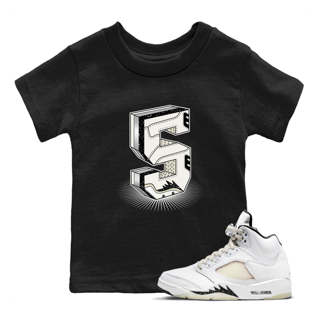 Air Jordan 5 Sail shirt to match jordans Number Statue sneaker tees Jordan 5 SE Sail Streetwear Brand Drip Gear Zone baby toddler Black 1 cotton Shirt