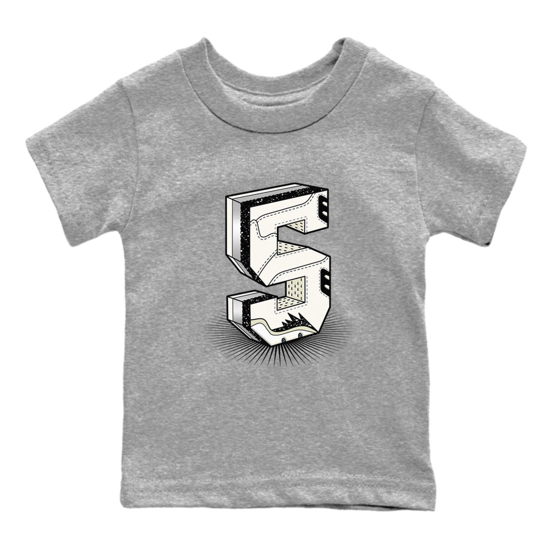 Air Jordan 5 Sail shirt to match jordans Number Statue sneaker tees Jordan 5 SE Sail Streetwear Brand Drip Gear Zone baby toddler Heather Grey 2 cotton Shirt