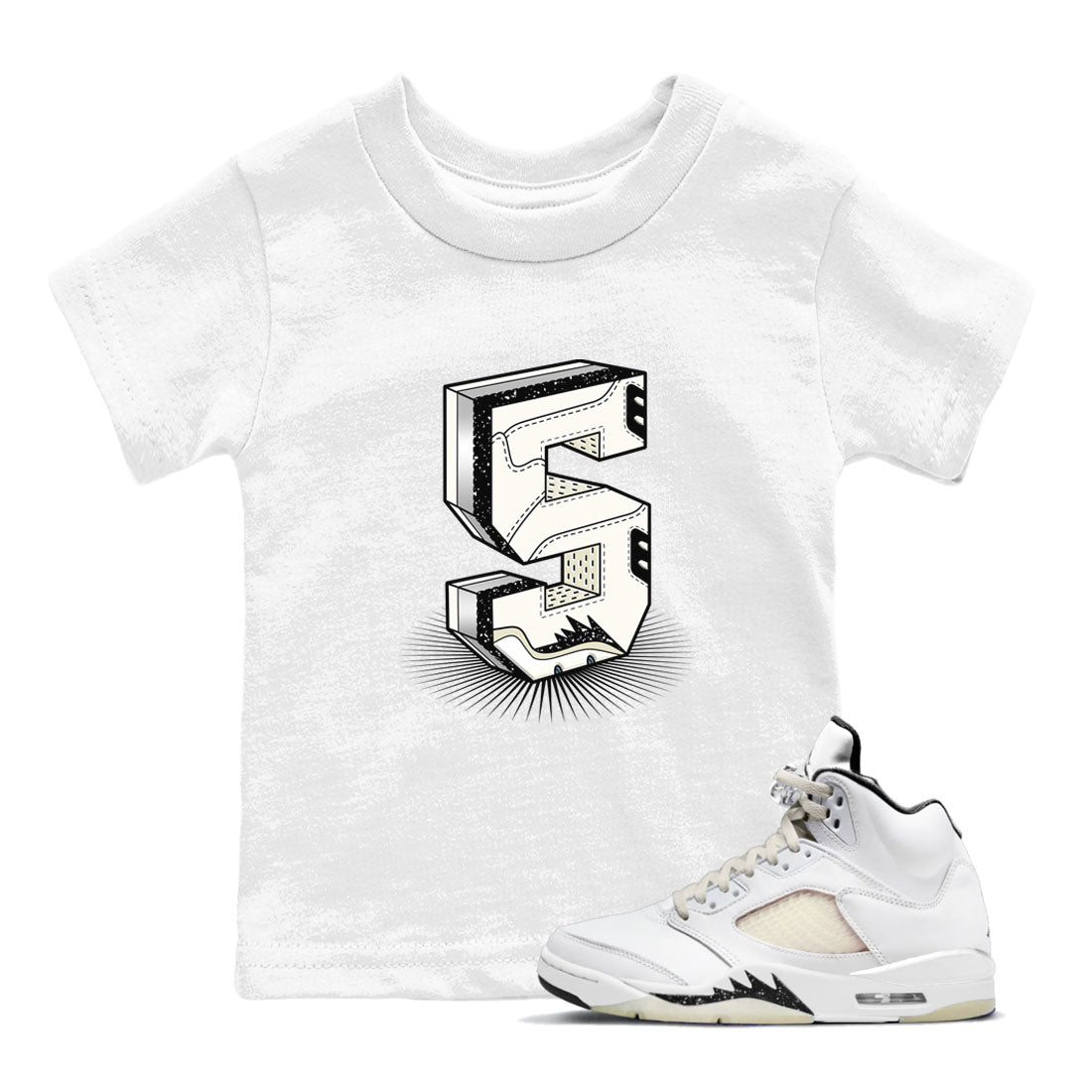 Air Jordan 5 Sail shirt to match jordans Number Statue sneaker tees Jordan 5 SE Sail Streetwear Brand Drip Gear Zone baby toddler White 1 cotton Shirt