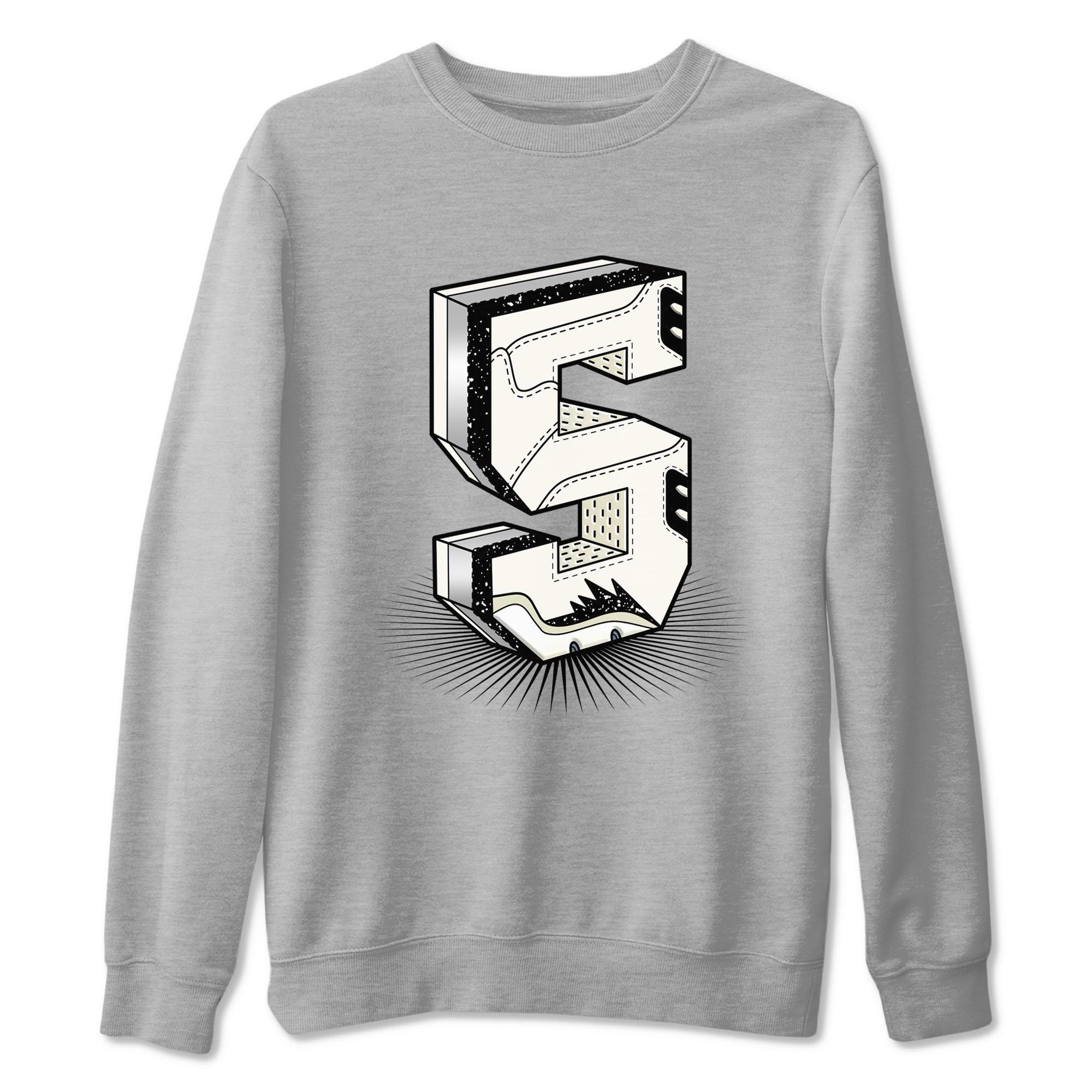 Air Jordan 5 Sail shirt to match jordans Number Statue sneaker tees Jordan 5 SE Sail Streetwear Brand Drip Gear Zone unisex cotton Heather Grey 2 crew neck shirt