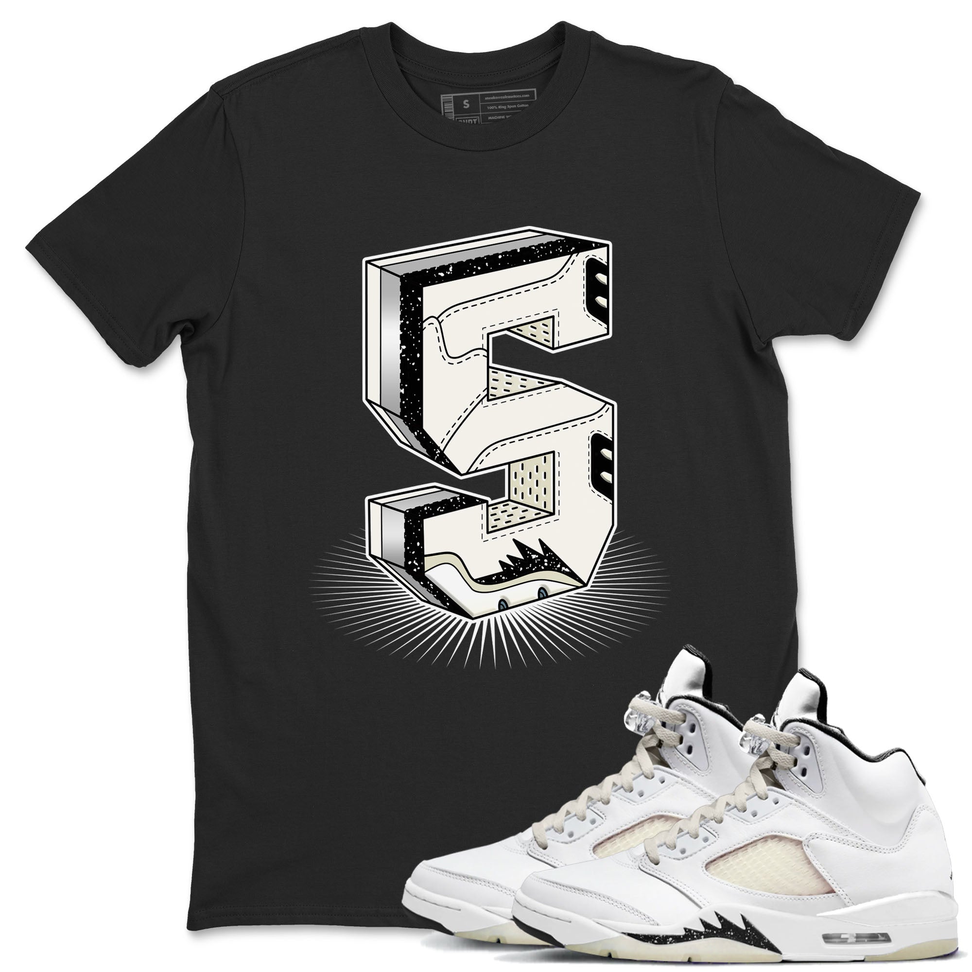 Air Jordan 5 Sail shirt to match jordans Number Statue sneaker tees Jordan 5 SE Sail Streetwear Brand Drip Gear Zone unisex cotton Black 1 crew neck shirt
