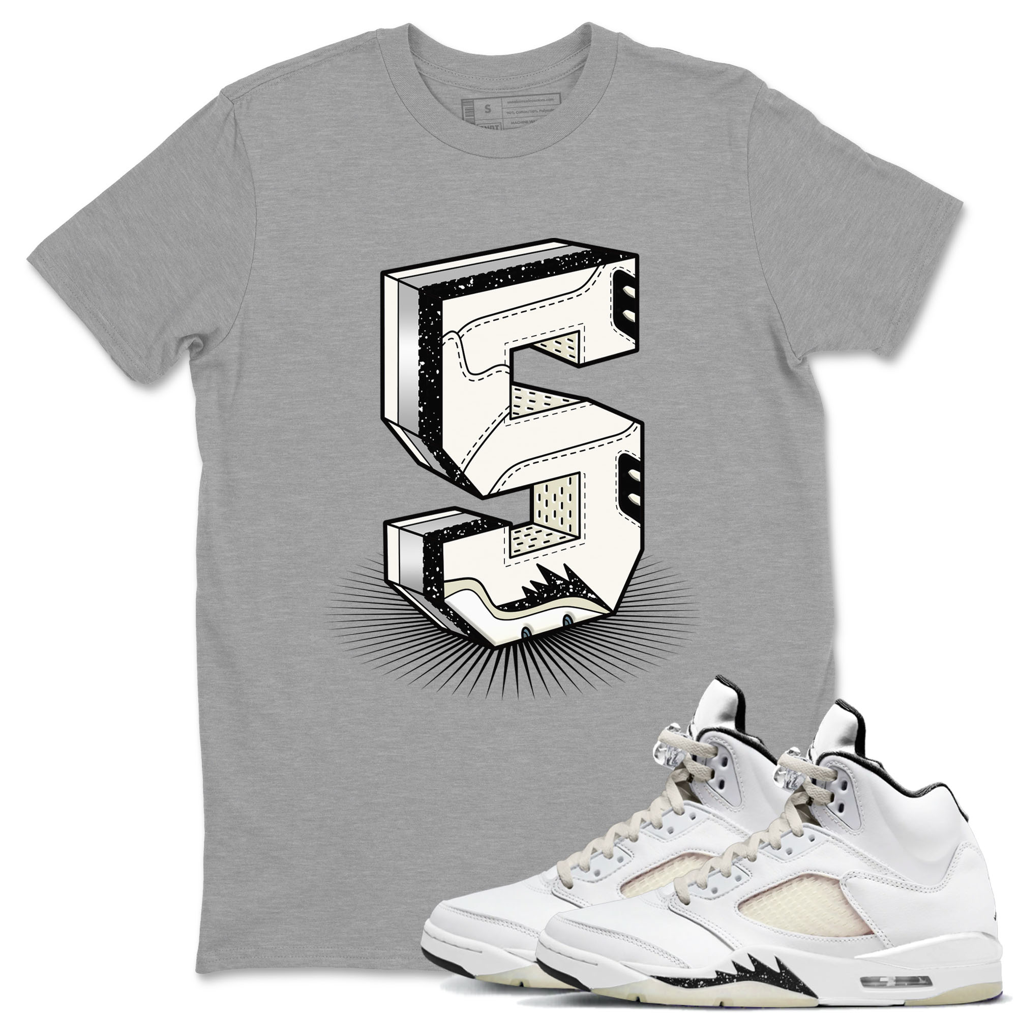Air Jordan 5 Sail shirt to match jordans Number Statue sneaker tees Jordan 5 SE Sail Streetwear Brand Drip Gear Zone unisex cotton Heather Grey 1 crew neck shirt
