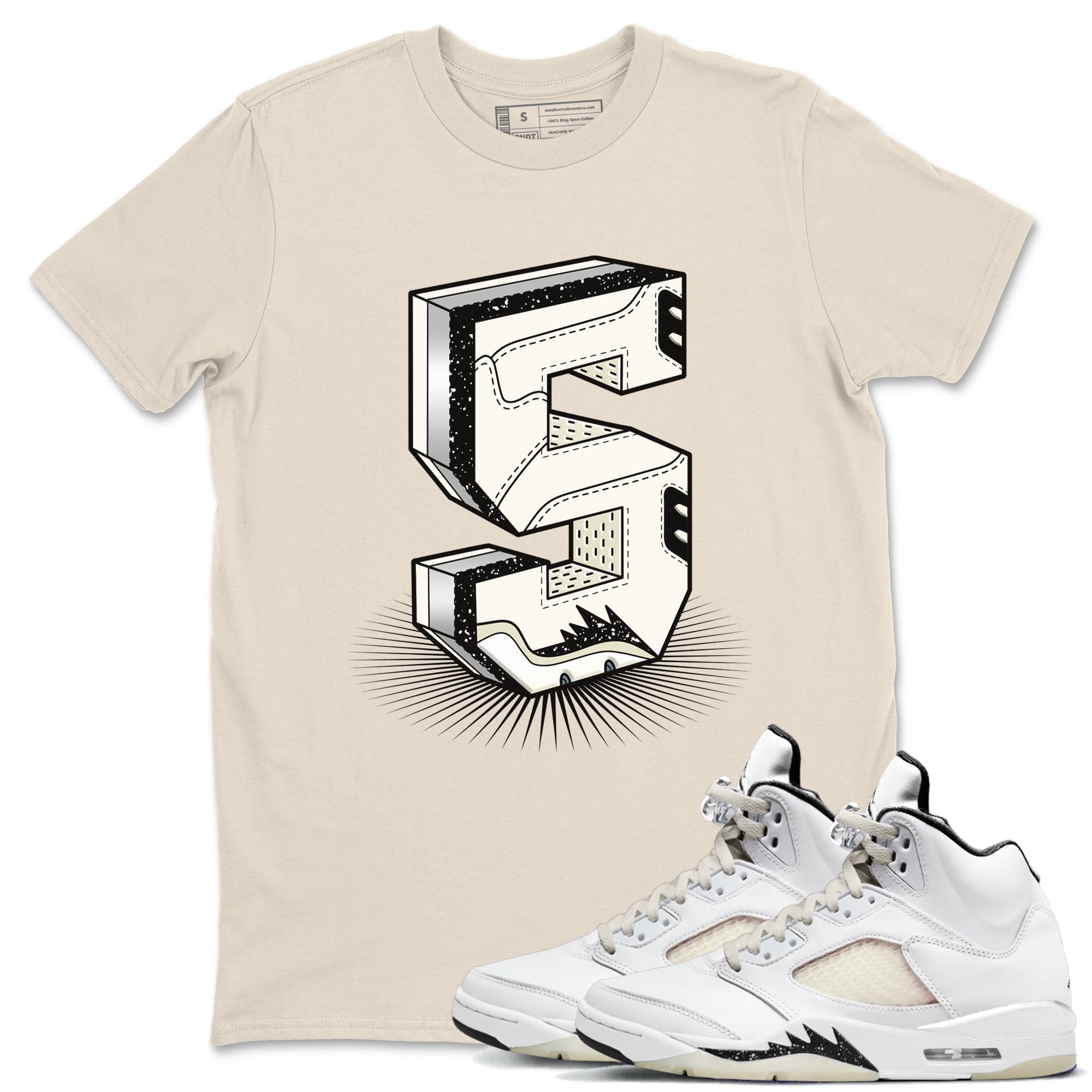 Air Jordan 5 Sail shirt to match jordans Number Statue sneaker tees Jordan 5 SE Sail Streetwear Brand Drip Gear Zone unisex cotton Natural 1 crew neck shirt