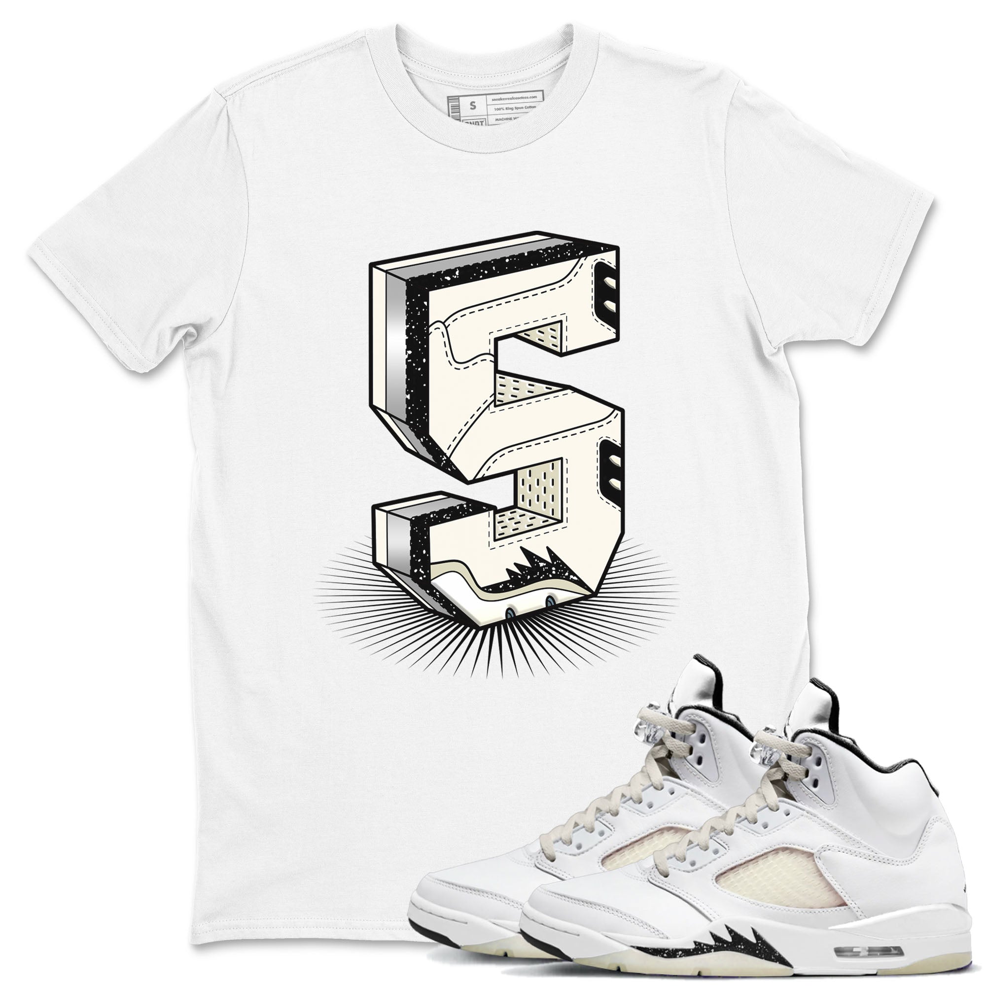 Air Jordan 5 Sail shirt to match jordans Number Statue sneaker tees Jordan 5 SE Sail Streetwear Brand Drip Gear Zone unisex cotton White 1 crew neck shirt