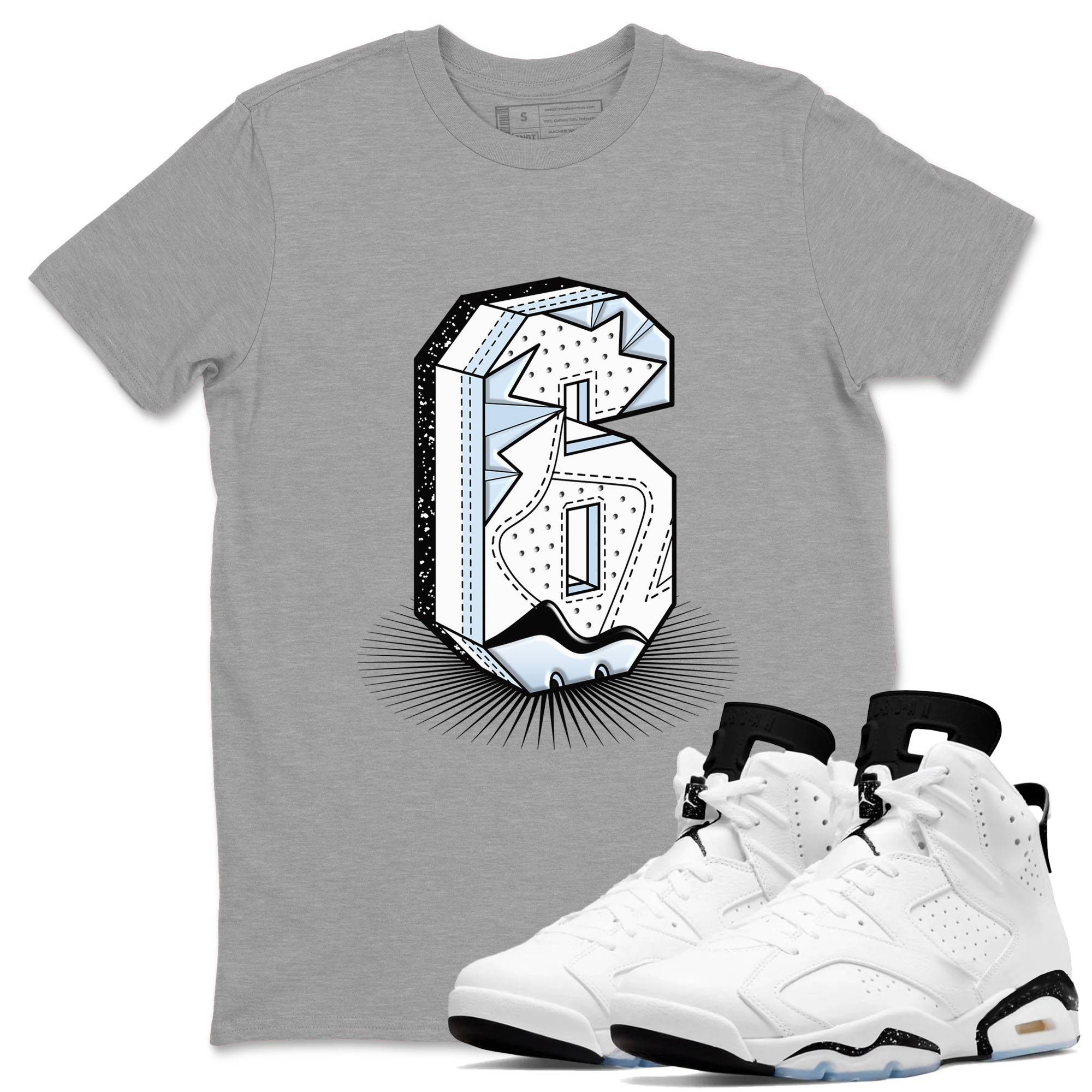 6s Reverse Cookies shirt to match jordans Number Statue sneaker tees Air Jordan 6 Reverse Cookies Drip Gear Zone unisex cotton Heather Grey 1 crew neck shirt