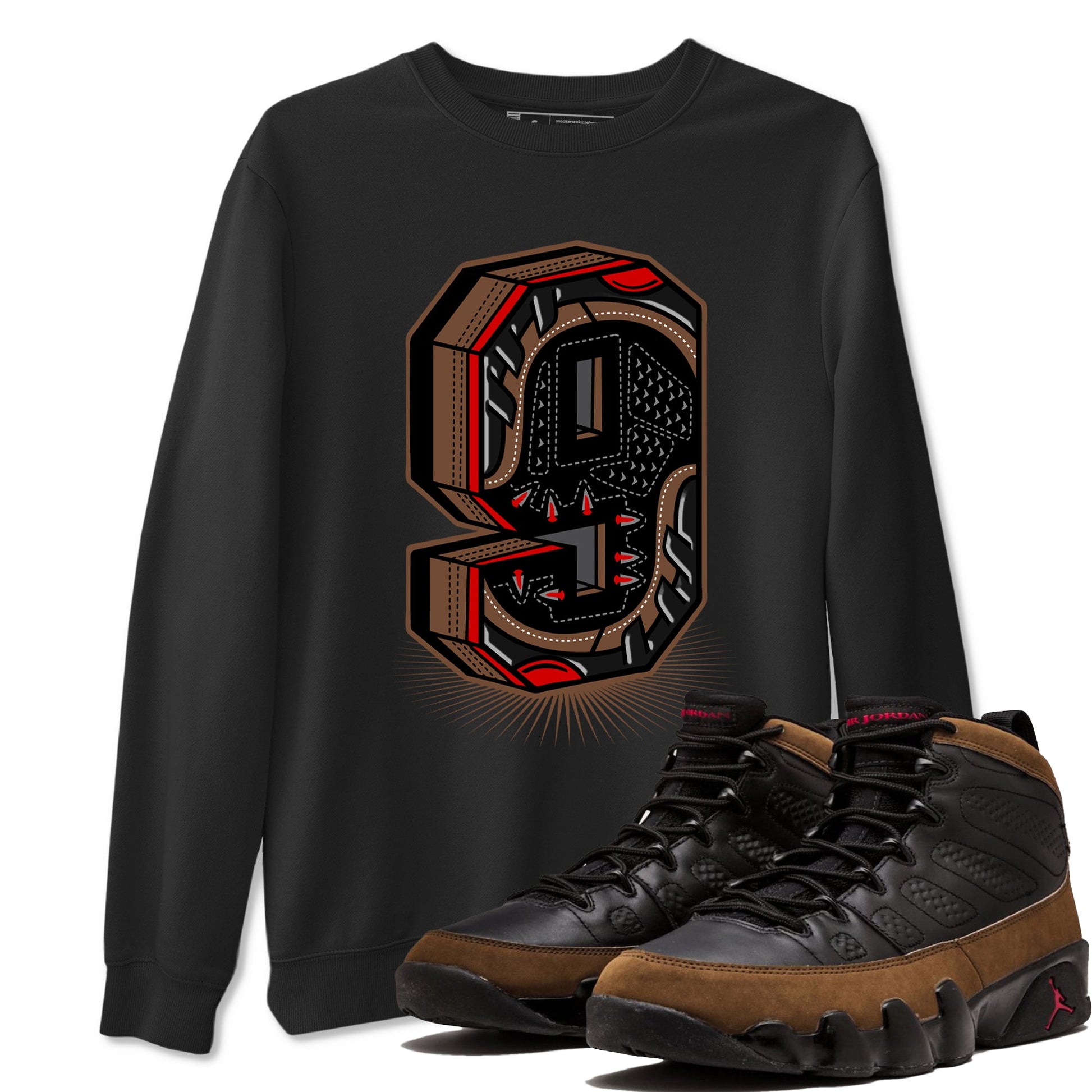 9s Olive shirts to match jordans Number Statue sneaker match tees Air Jordan 9 Olive match shoes to clothes Drip Gear Zone unisex cotton Black 1 shirts