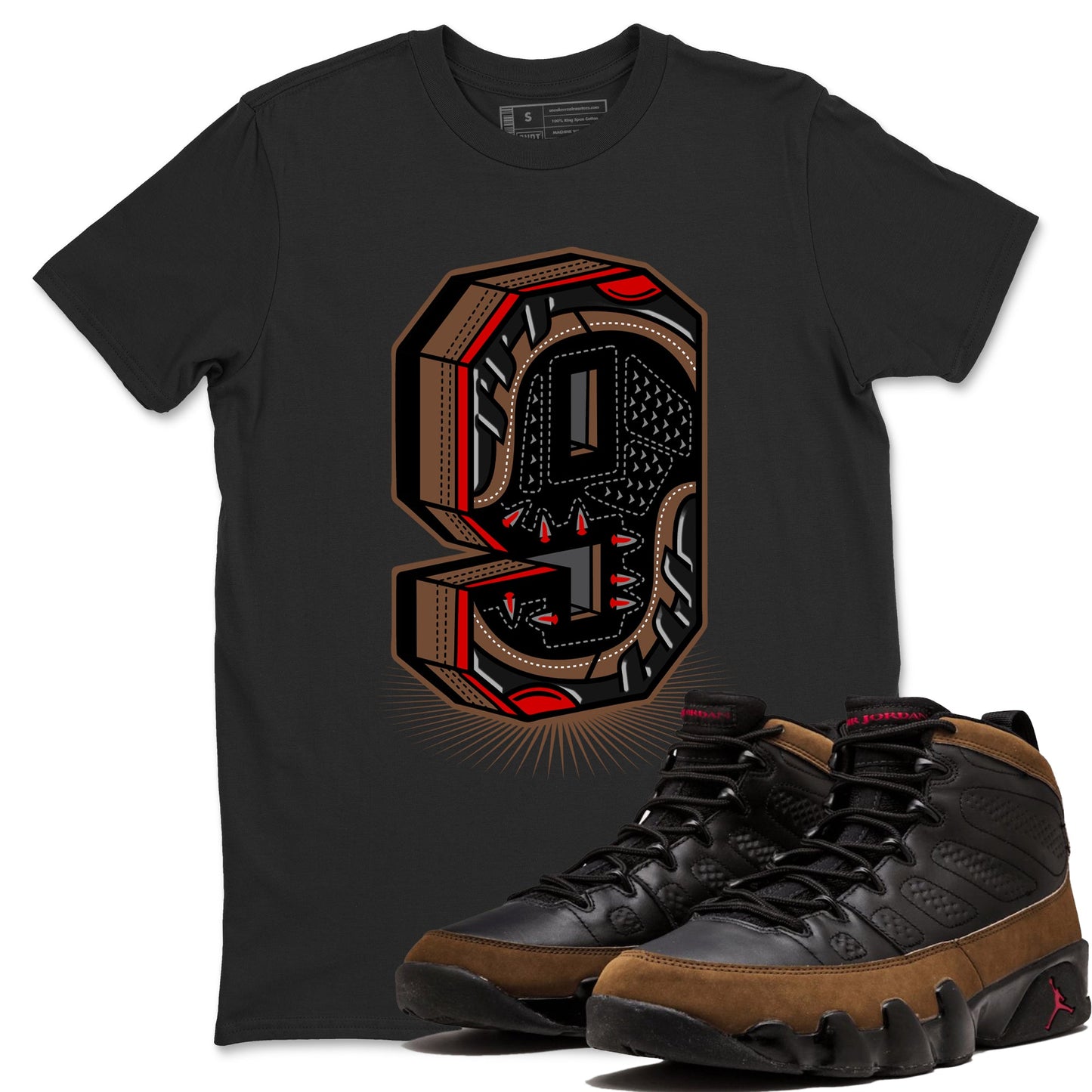 9s Olive shirts to match jordans Number Statue sneaker match tees Air Jordan 9 Olive match shoes to clothes Drip Gear Zone unisex cotton Black 1 shirts