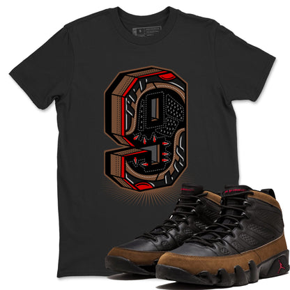 9s Olive shirts to match jordans Number Statue sneaker match tees Air Jordan 9 Olive match shoes to clothes Drip Gear Zone unisex cotton Black 1 shirts