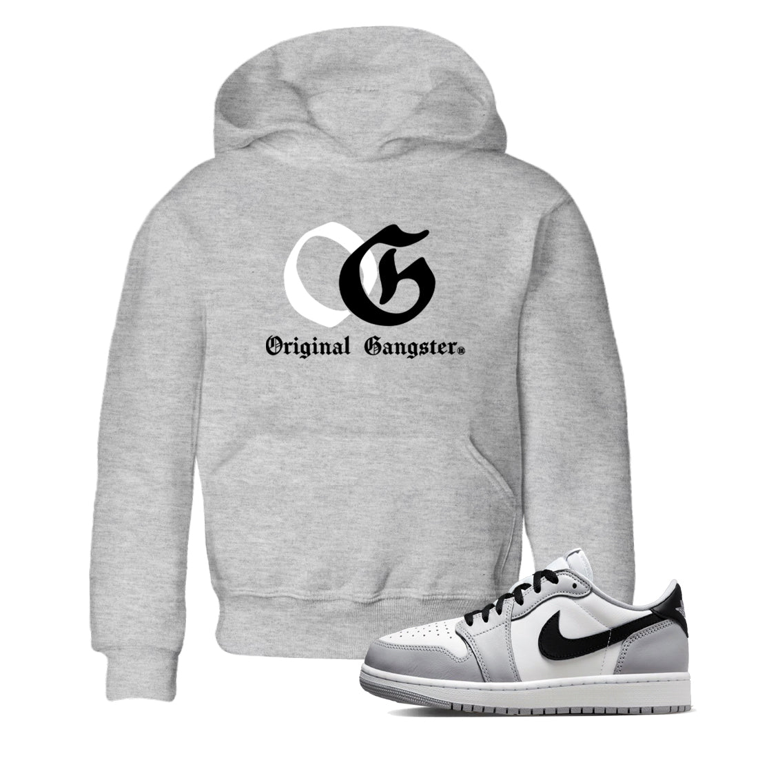 AJ1 Barons shirts to match jordans OG Original Gangster sneaker match tees Air Jordan 1 Barons Drip Gear Zone streetwear brand Baby and Youth Heather Grey 1 cotton tee
