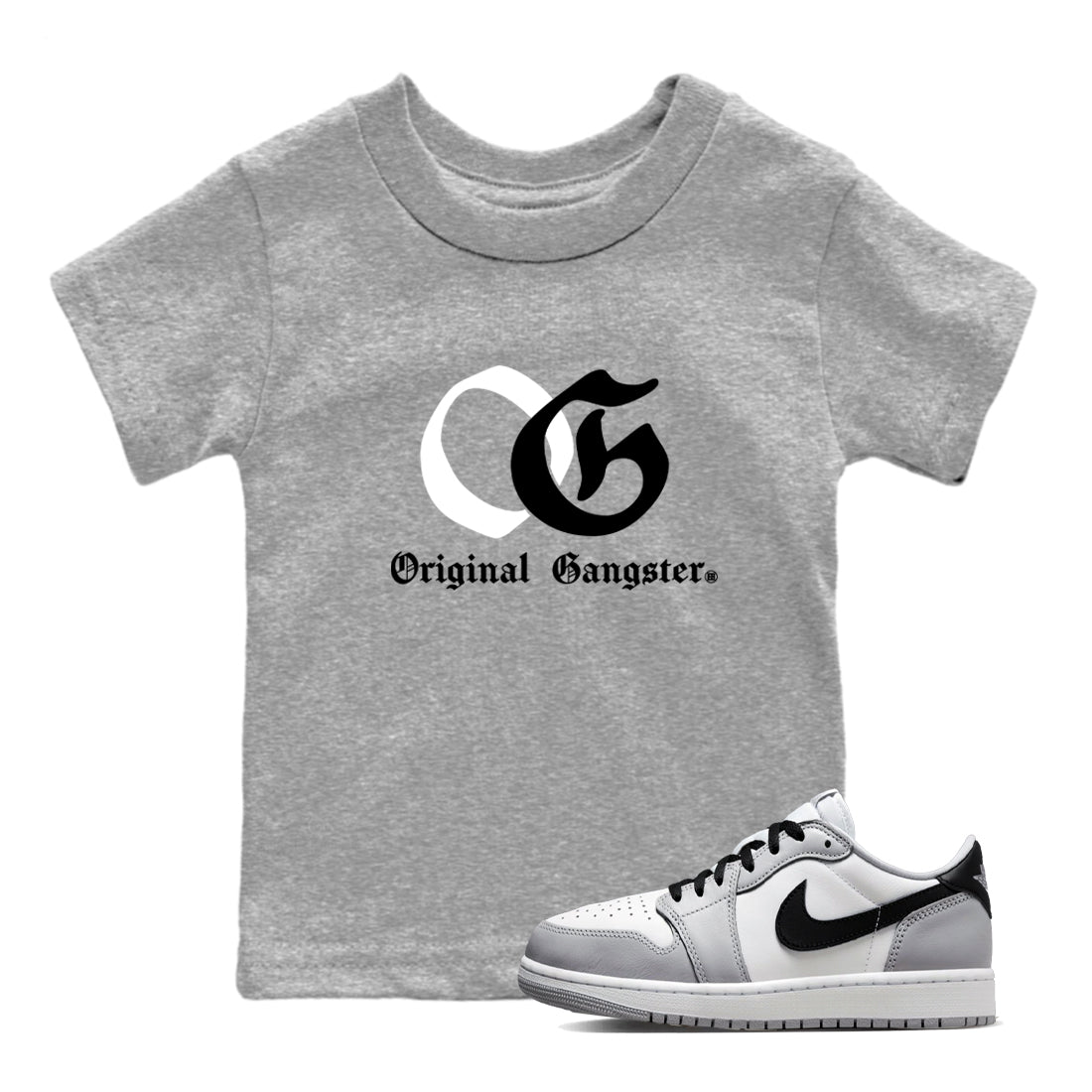 AJ1 Barons shirts to match jordans OG Original Gangster sneaker match tees Air Jordan 1 Barons Drip Gear Zone streetwear brand Baby and Youth Heather Grey 1 cotton tee
