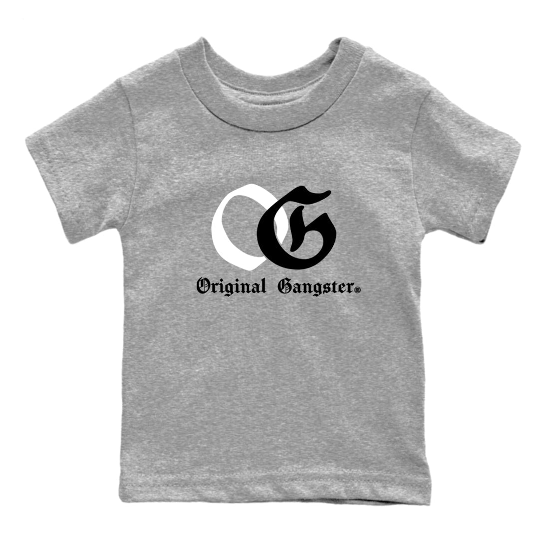 AJ1 Barons shirts to match jordans OG Original Gangster sneaker match tees Air Jordan 1 Barons Drip Gear Zone streetwear brand Baby and Youth Heather Grey 2 cotton tee