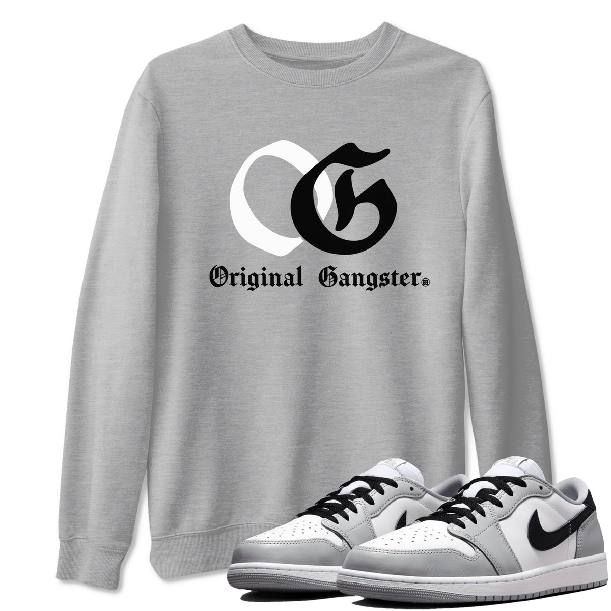 AJ1 Barons shirts to match jordans OG Original Gangster sneaker match tees Air Jordan 1 Barons Drip Gear Zone streetwear brand Heather Grey 1 unisex cotton tee
