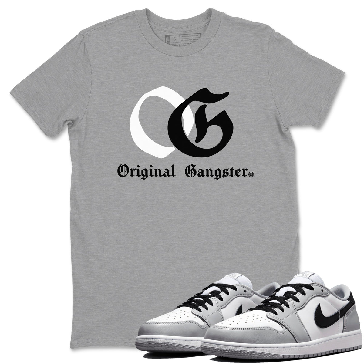 AJ1 Barons shirts to match jordans OG Original Gangster sneaker match tees Air Jordan 1 Barons Drip Gear Zone streetwear brand Heather Grey 1 unisex cotton tee
