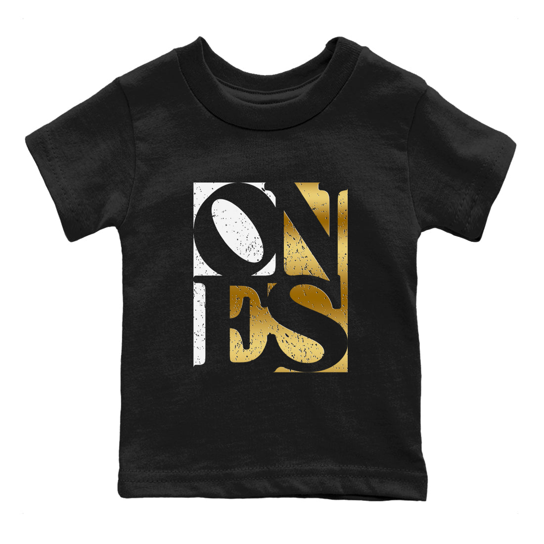 Air Jordan 1 High OG Black Metallic Gold shirts to match jordans Ones sneaker match tees Air Jordan 1 Retrp Black Metallic Gold Sneaker Shirts Drip Gear Zone streetwear brand Baby and Youth Black 2 cotton tee
