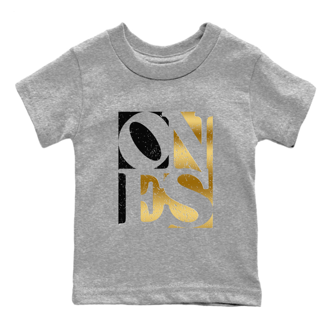 Air Jordan 1 High OG Black Metallic Gold shirts to match jordans Ones sneaker match tees Air Jordan 1 Retrp Black Metallic Gold Sneaker Shirts Drip Gear Zone streetwear brand Baby and Youth Heather Grey 2 cotton tee