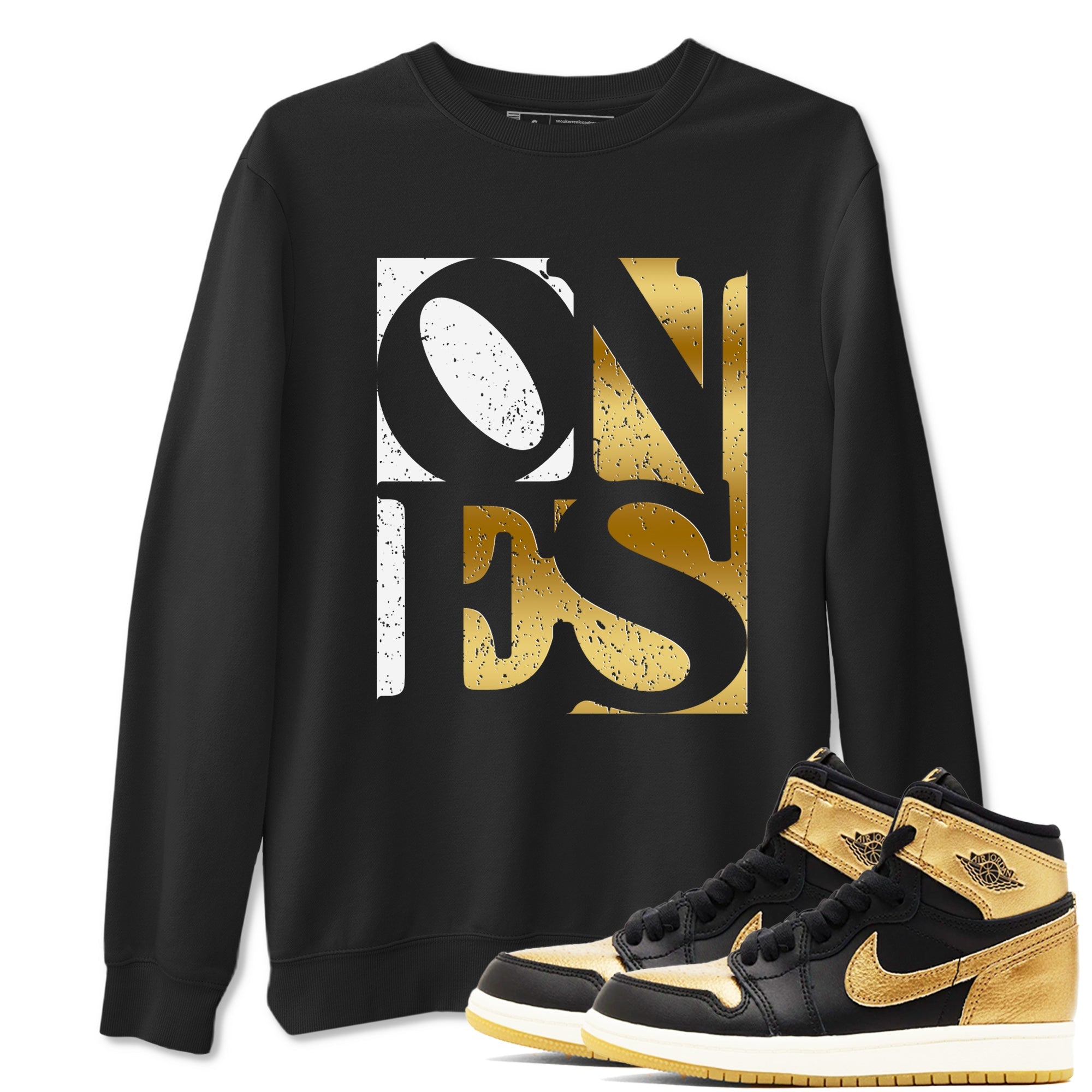 Air Jordan 1 High OG Black Metallic Gold shirts to match jordans Ones sneaker match tees Air Jordan 1 Retrp Black Metallic Gold Sneaker Shirts Drip Gear Zone streetwear brand Black 1 unisex cotton tee