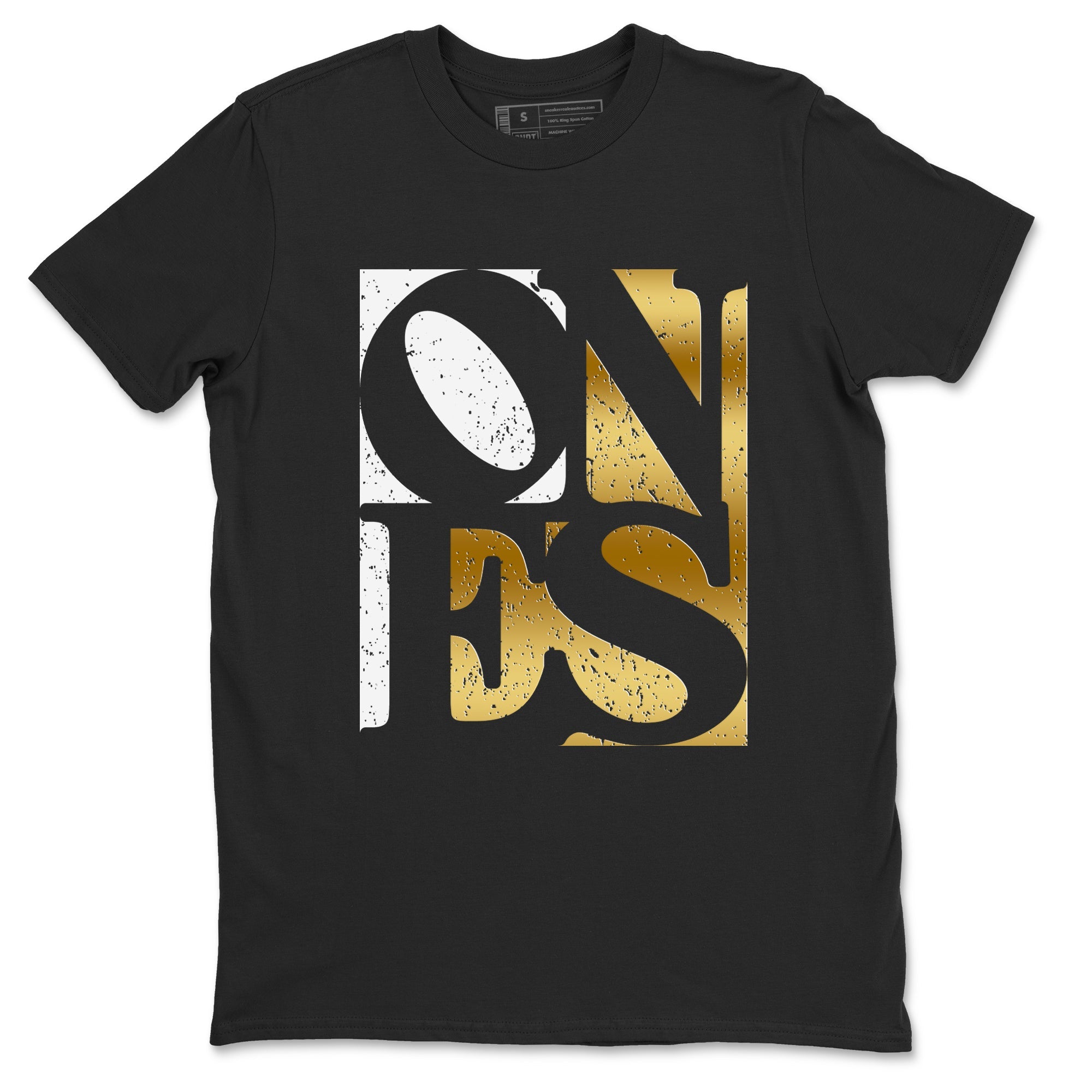 Air Jordan 1 High OG Black Metallic Gold shirts to match jordans Ones sneaker match tees Air Jordan 1 Retrp Black Metallic Gold Sneaker Shirts Drip Gear Zone streetwear brand Black 2 unisex cotton tee