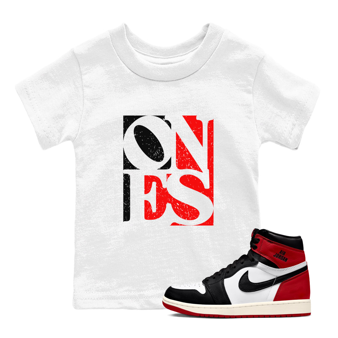Air Jordan 1 High OG Black Toe Reimagined shirts to match jordans Ones sneaker match tees 1s Black Toe Reimagined Sneaker Shirts Drip Gear Zone streetwear brand Baby and Youth White 1 cotton tee