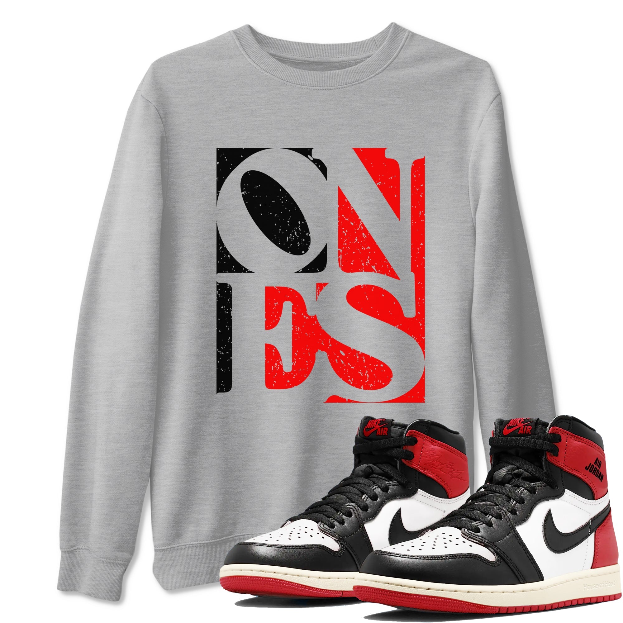Air Jordan 1 High OG Black Toe Reimagined shirts to match jordans Ones sneaker match tees 1s Black Toe Reimagined Sneaker Shirts Drip Gear Zone streetwear brand Heather Grey 1 unisex cotton tee