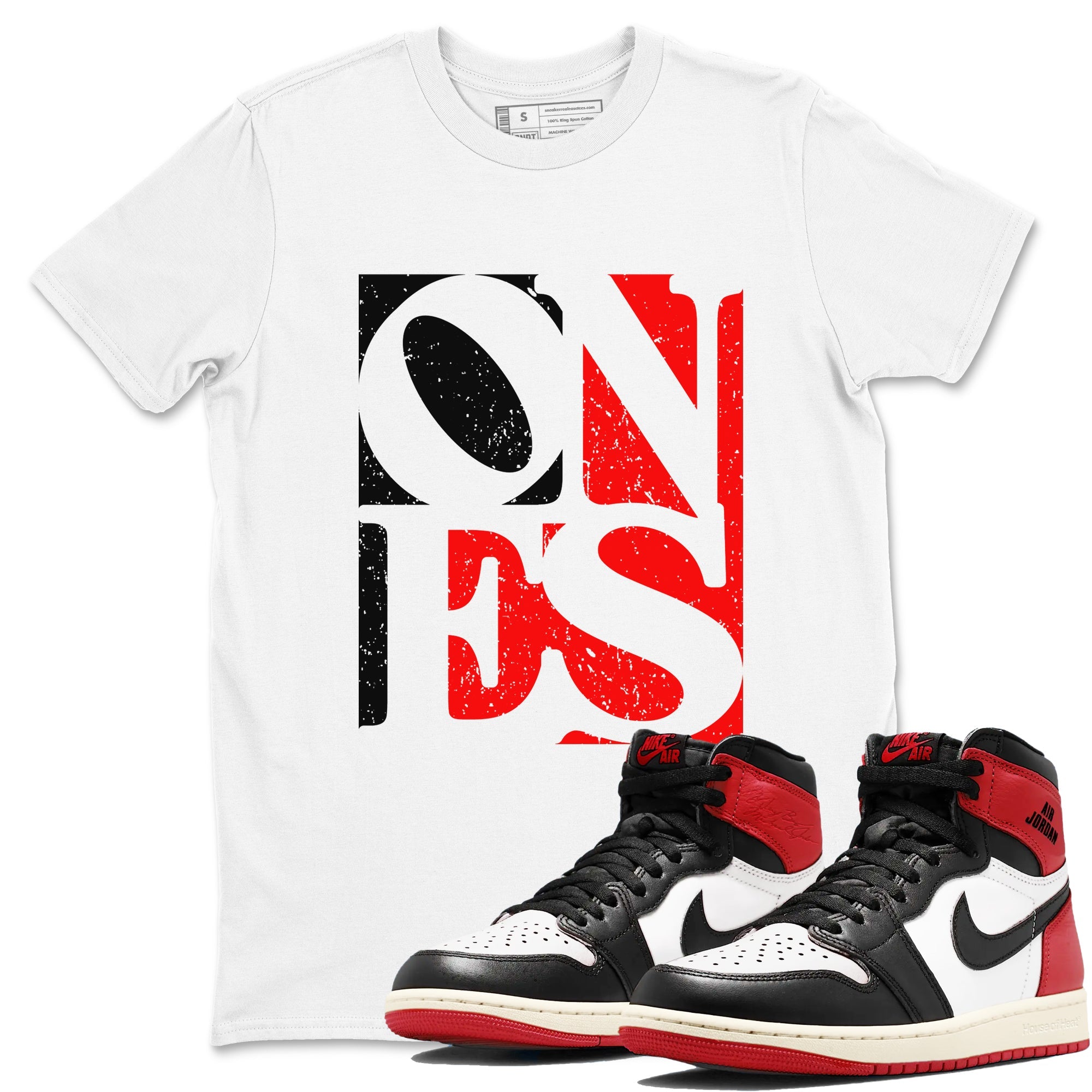Air Jordan 1 High OG Black Toe Reimagined shirts to match jordans Ones sneaker match tees 1s Black Toe Reimagined Sneaker Shirts Drip Gear Zone streetwear brand White 1 unisex cotton tee