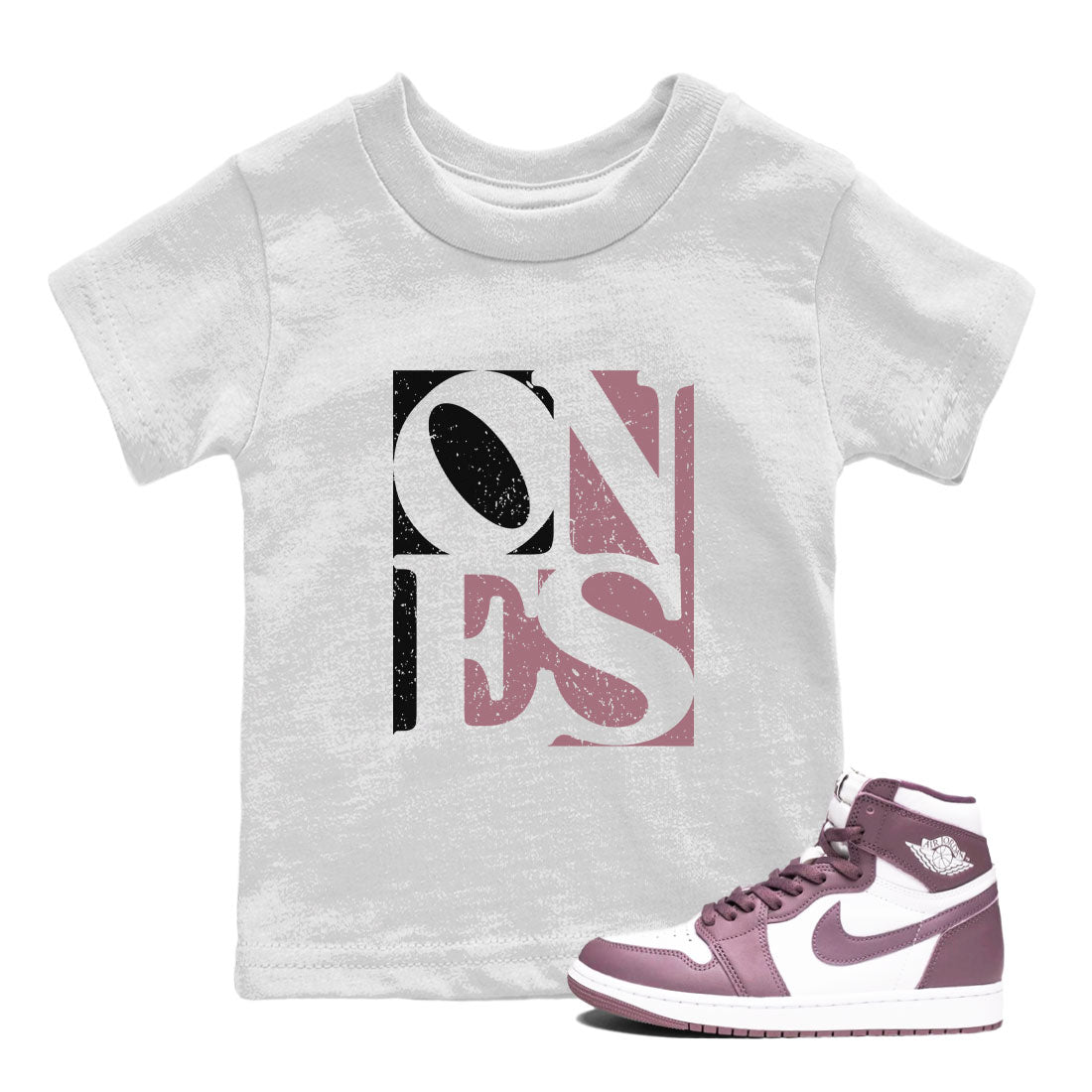 Air Jordan 1 Mauve shirt to match jordans Ones sneaker tees Air Jordan 1 Mauve Drip Gear Zone Baby Toddler White 1 T-Shirt