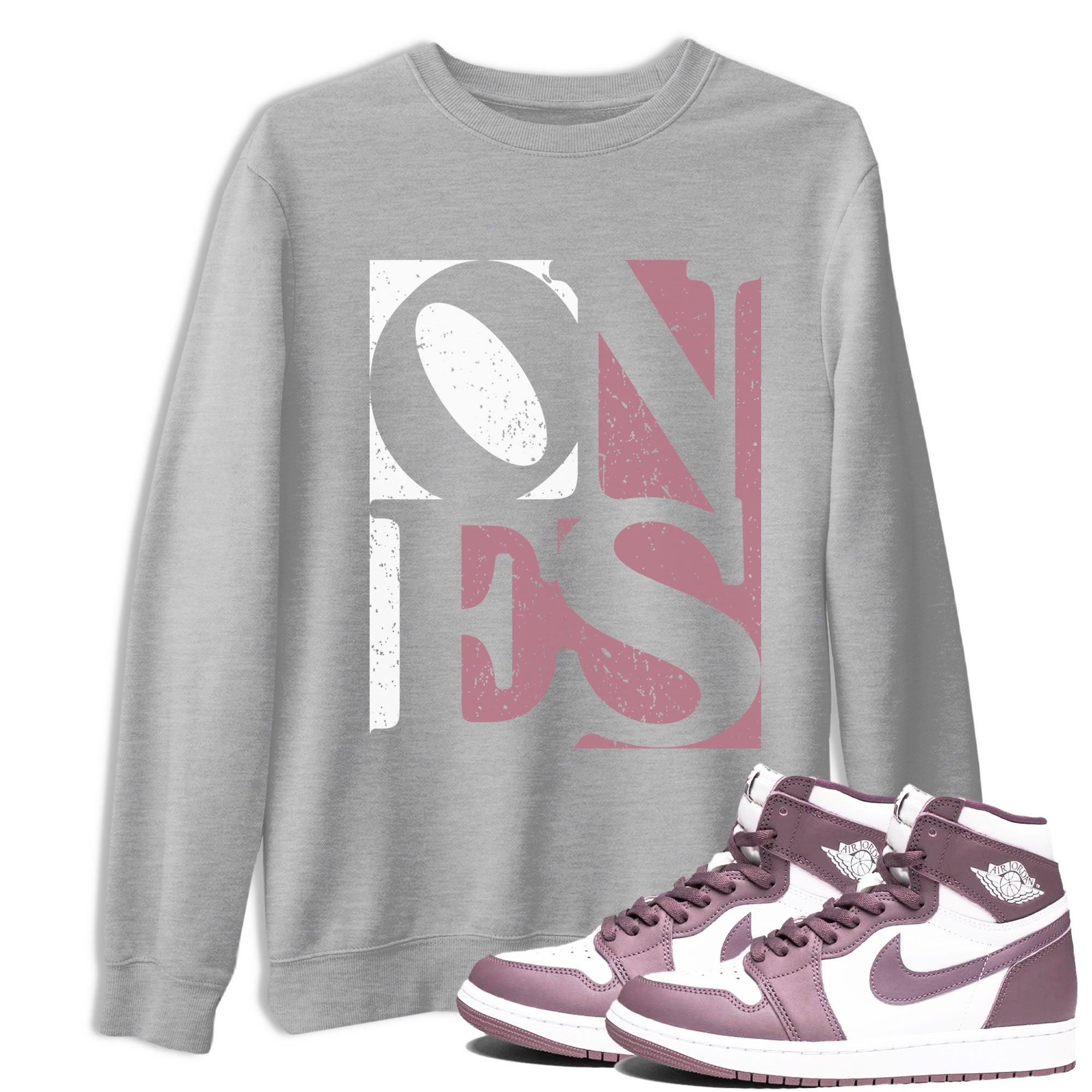 Air Jordan 1 Mauve shirt to match jordans Ones sneaker tees Air Jordan 1 High OG Mauve Drip Gear Zone Unisex Heather Grey 1 T-Shirt