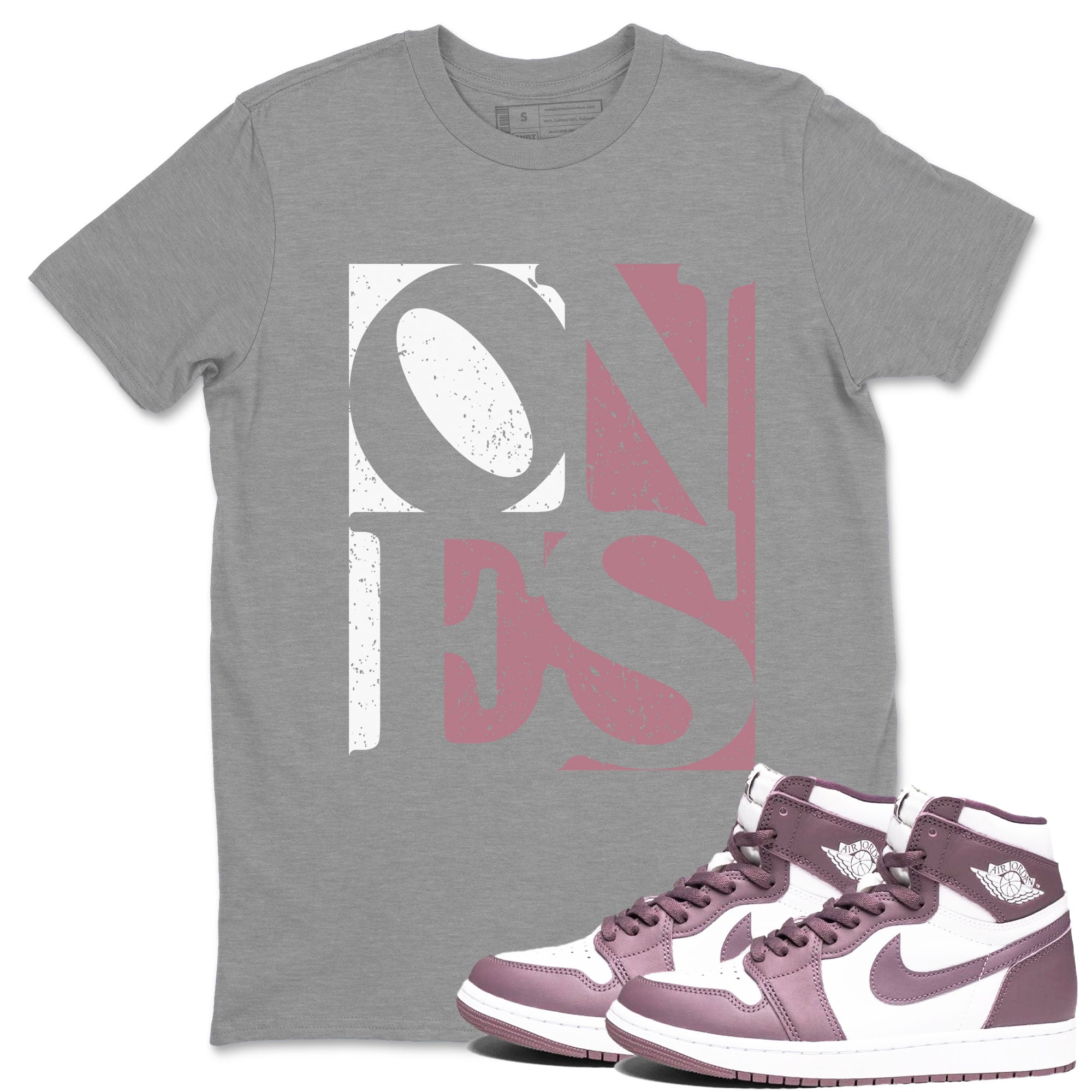 Air Jordan 1 Mauve shirt to match jordans Ones sneaker tees Air Jordan 1 High OG Mauve Drip Gear Zone Unisex Heather Grey 1 T-Shirt