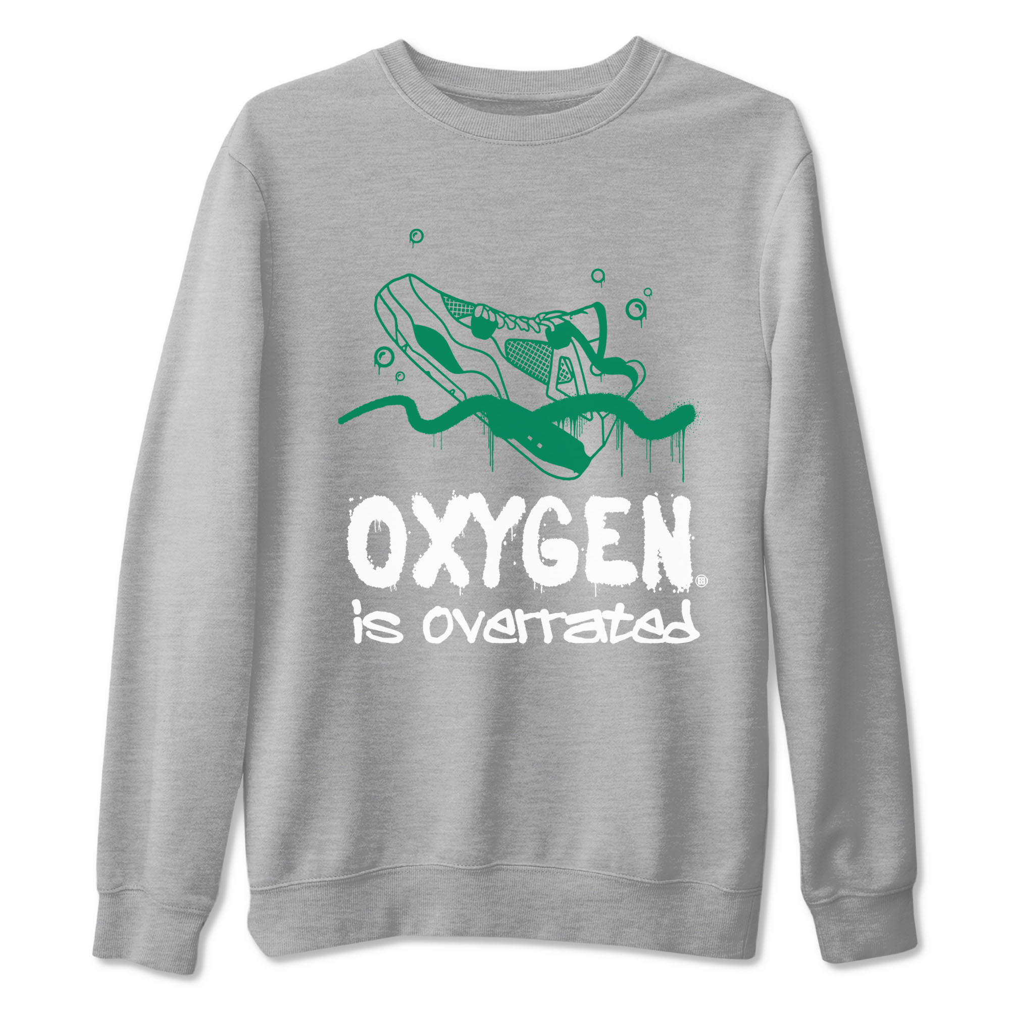 4s Oxidized Green shirts to match jordans Oxygen Overrated sneaker match tees Air Jordan 4 Oxidized Green Drip Gear Zone streetwear brand Heather Grey 2 unisex cotton tee