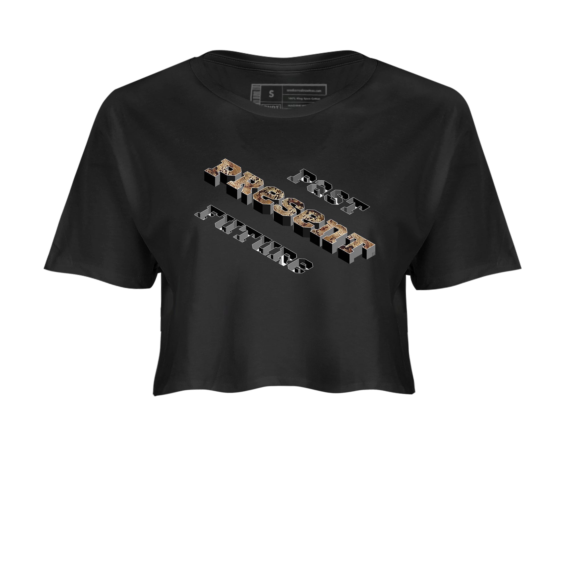 AF1 Ivory Snake shirt to match jordans Past Present Future sneaker tees Air Force 1 Ivory Snake Drip Gear Zone Black 2 crop length shirt