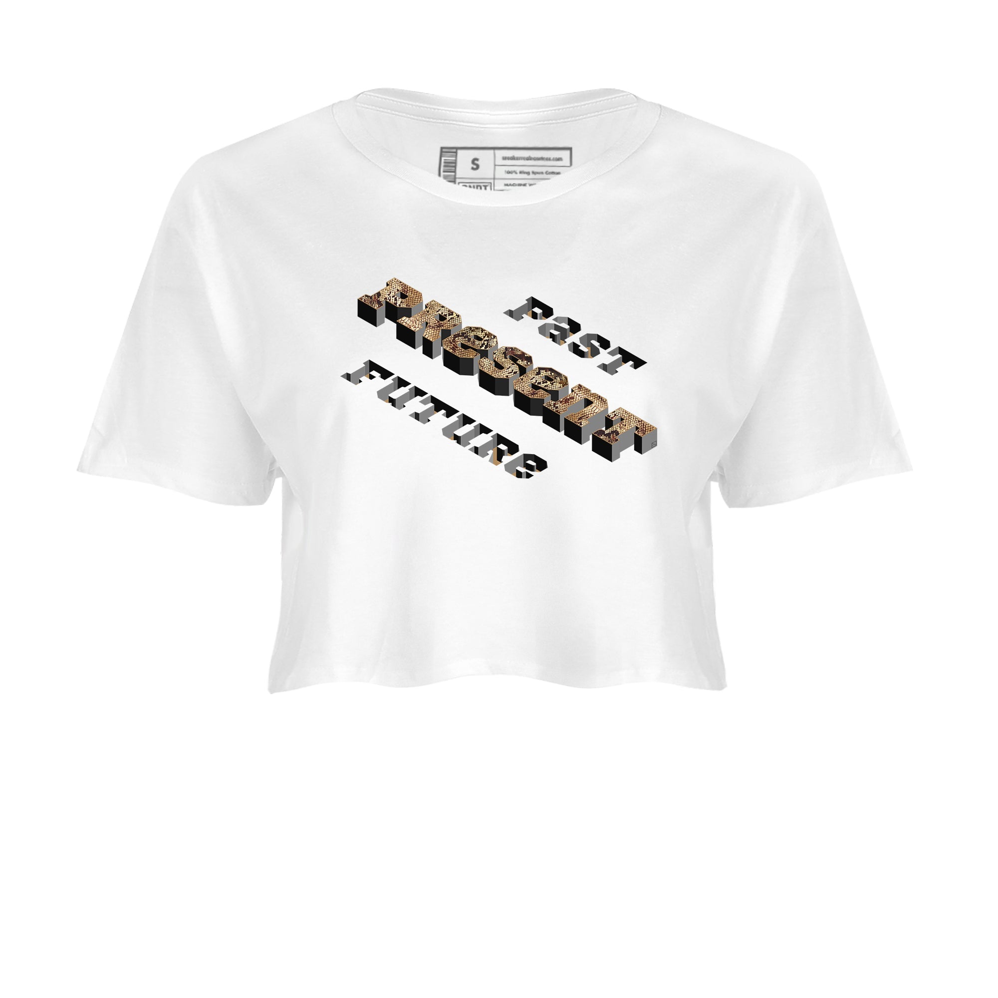 AF1 Ivory Snake shirt to match jordans Past Present Future sneaker tees Air Force 1 Ivory Snake Drip Gear Zone White 2 crop length shirt