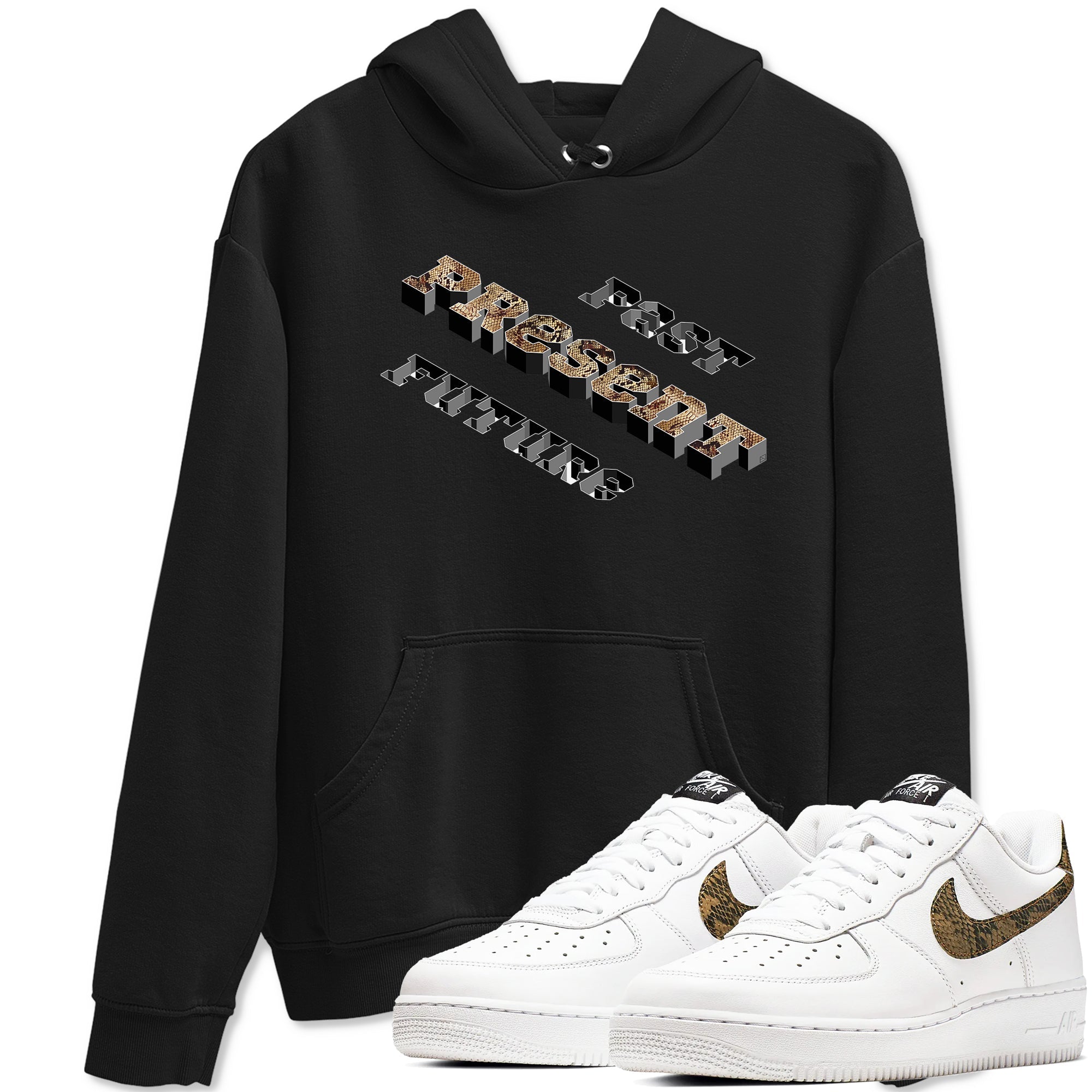 AF1 Ivory Snake shirt to match jordans Past Present Future sneaker tees Air Force 1 Ivory Snake Drip Gear Zone unisex cotton Black 1 crew neck shirt