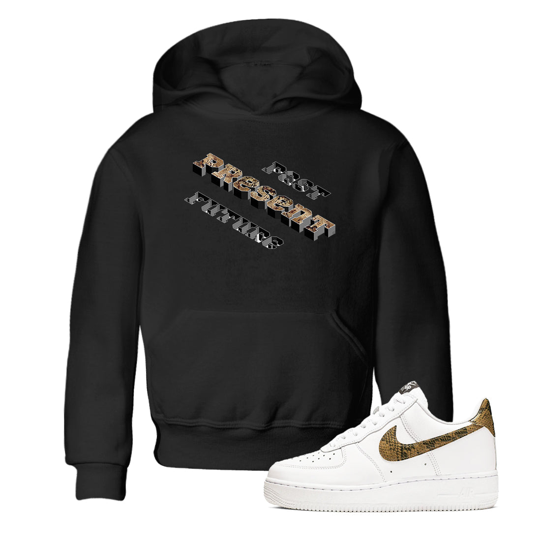 AF1 Ivory Snake shirt to match jordans Past Present Future sneaker tees Air Force 1 Ivory Snake Drip Gear Zone baby toddler Black 1 cotton Shirt