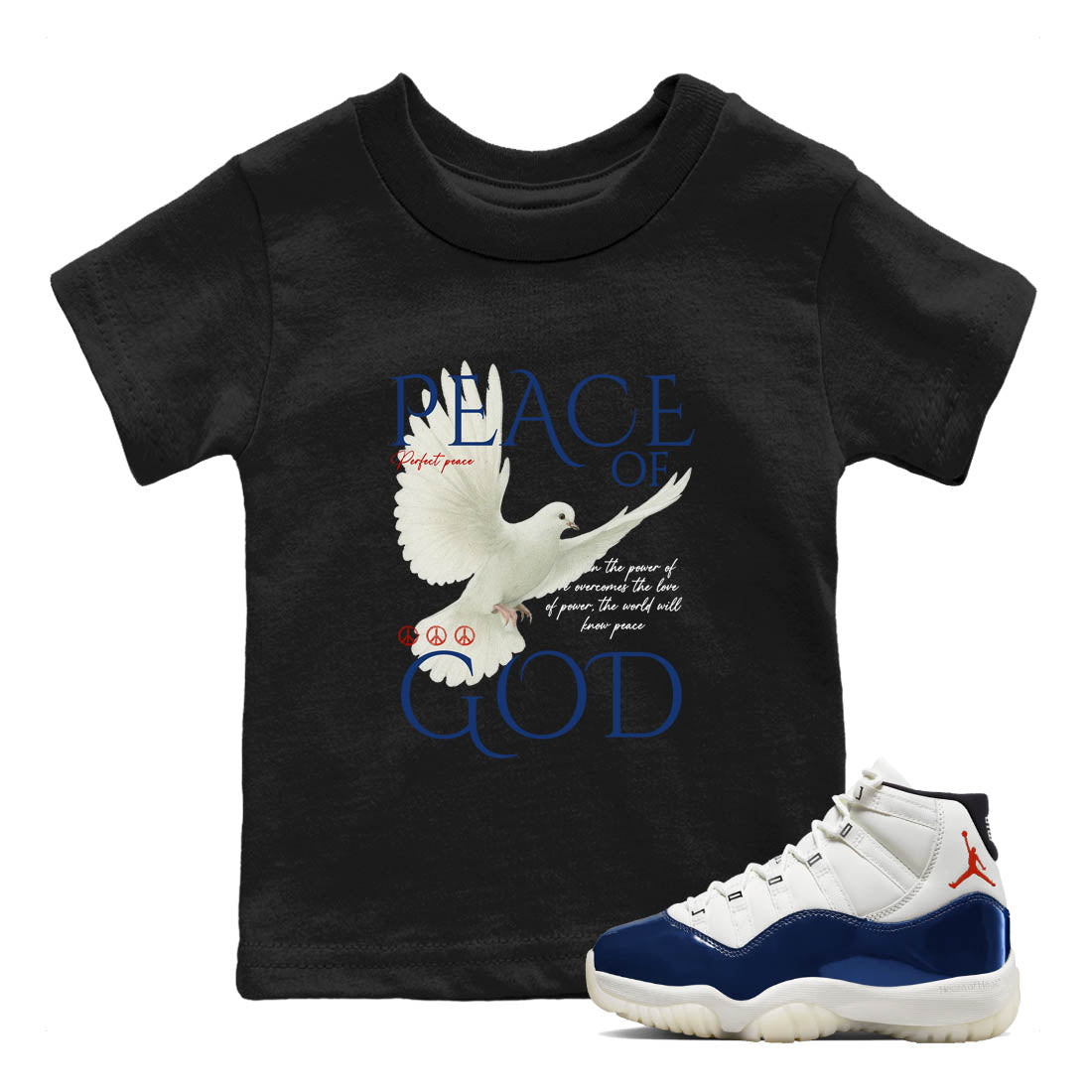 Sneaker Threads  Sneaker Tees To Match Air Jordan 11 Rare Air  Peace of God Youth Graphic Tee Black 1. Perfect for Jordan releases 2025 colorways.