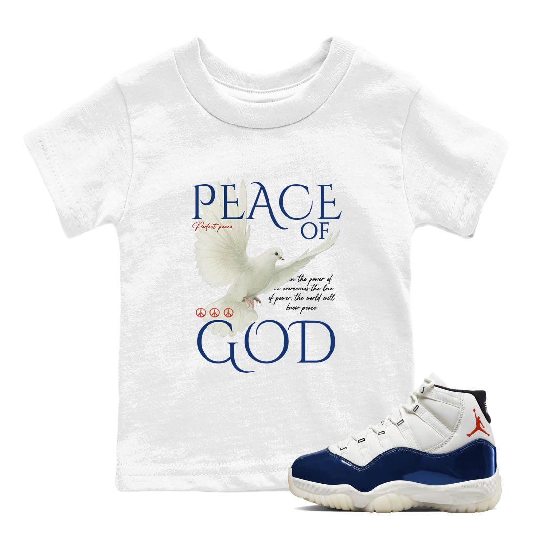 Sneaker Threads  Sneaker Tees To Match Air Jordan 11 Rare Air  Peace of God Youth Graphic Tee White 1. Perfect for Jordan releases 2025 colorways.