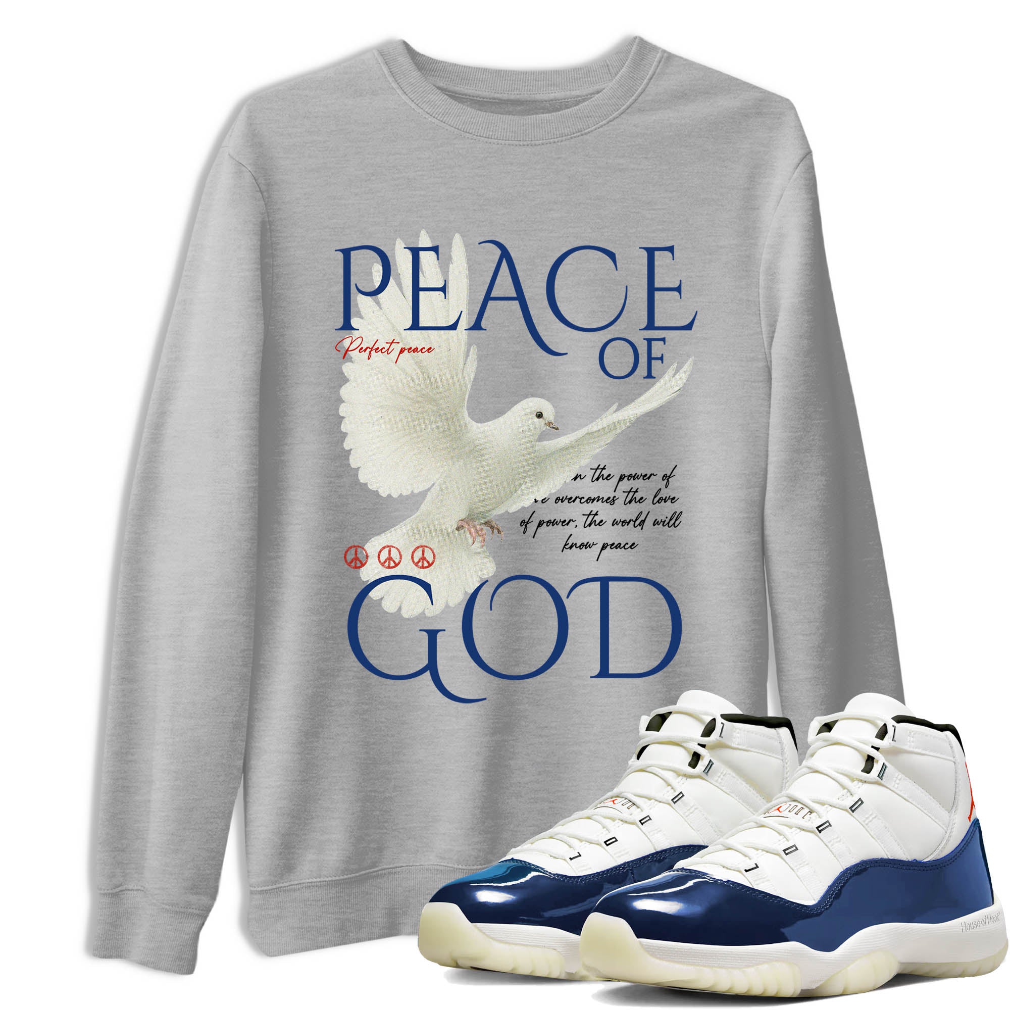 Sneaker Threads  Sneaker Tees To Match Air Jordan 11 Rare Air  Peace of God Graphic Tee Heather Grey 1. Perfect for Jordan releases 2025 colorways.