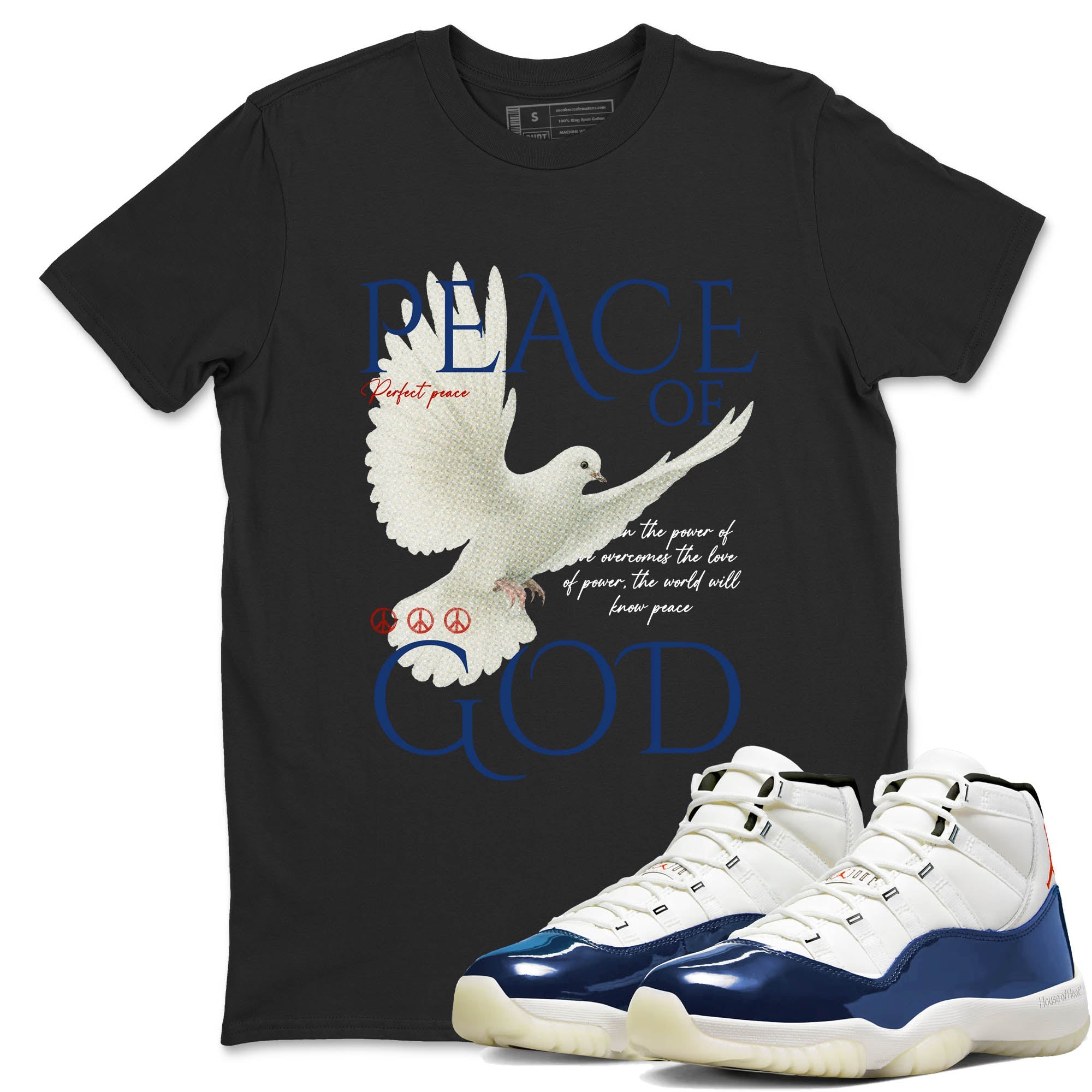 Sneaker Threads  Sneaker Tees To Match Air Jordan 11 Rare Air  Peace of God Graphic Tee Black 1. Perfect for Jordan releases 2025 colorways.