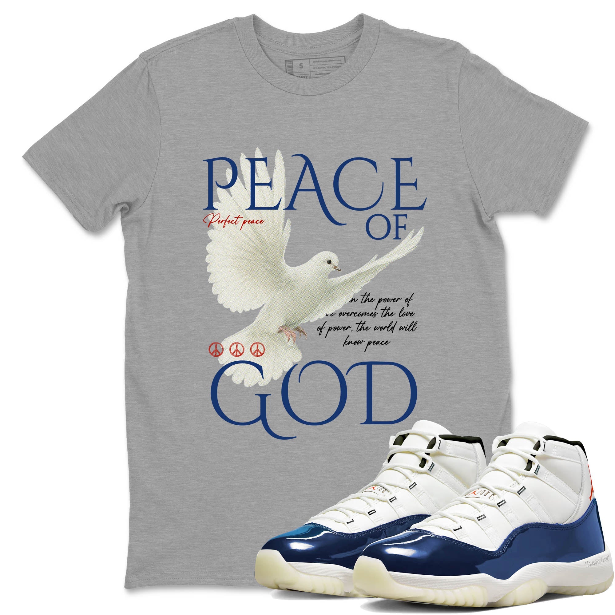 Sneaker Threads  Sneaker Tees To Match Air Jordan 11 Rare Air  Peace of God Graphic Tee Heather Grey 1. Perfect for Jordan releases 2025 colorways.