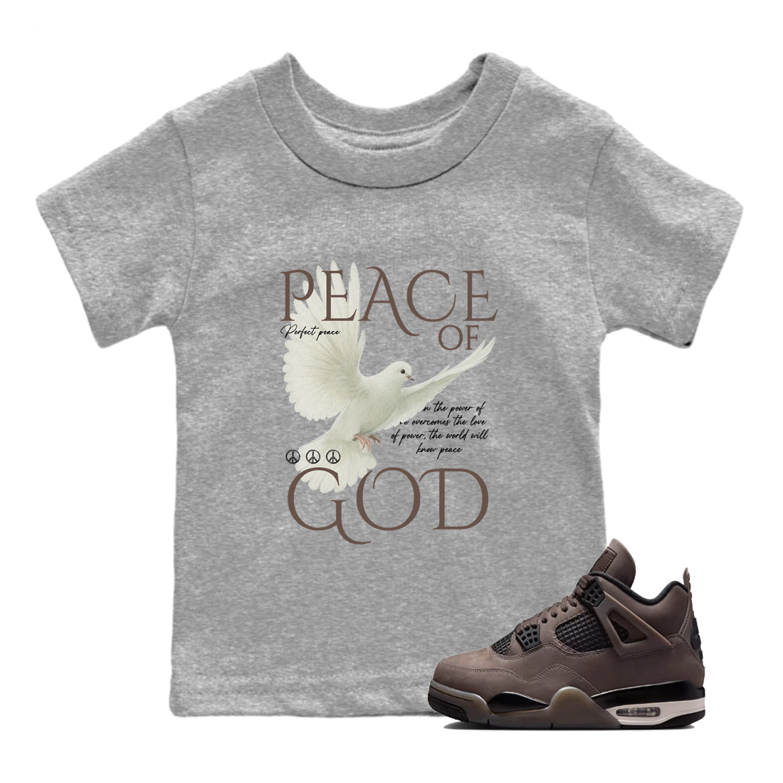 Sneaker match tees  Sneaker Tees To Match Air Jordan 4 Cave Stone Shoes  Peace of God Kids T-Shirt Heather Grey 1