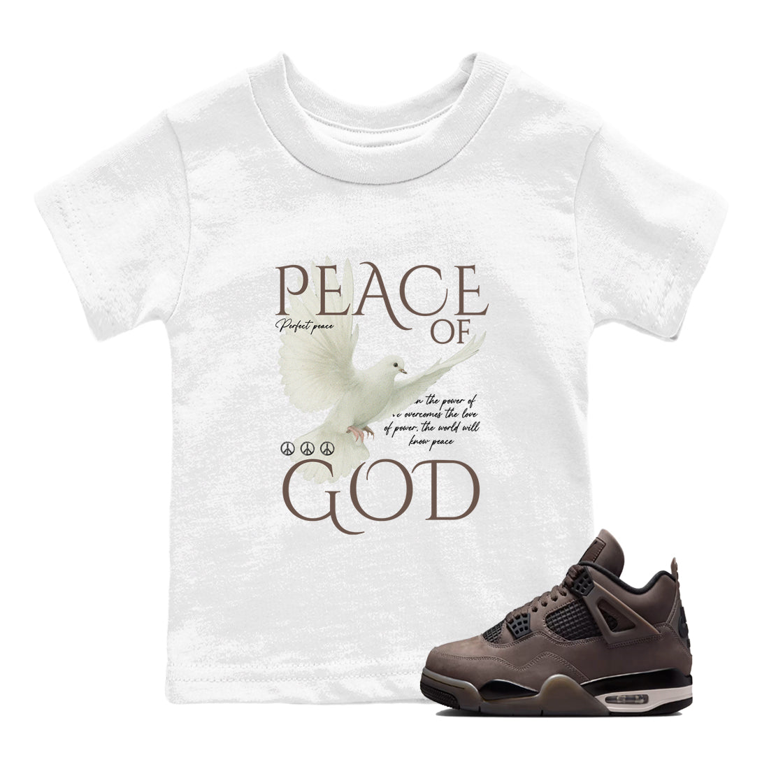 Sneaker match tees  Sneaker Tees To Match Air Jordan 4 Cave Stone Shoes  Peace of God Kids T-Shirt White 1