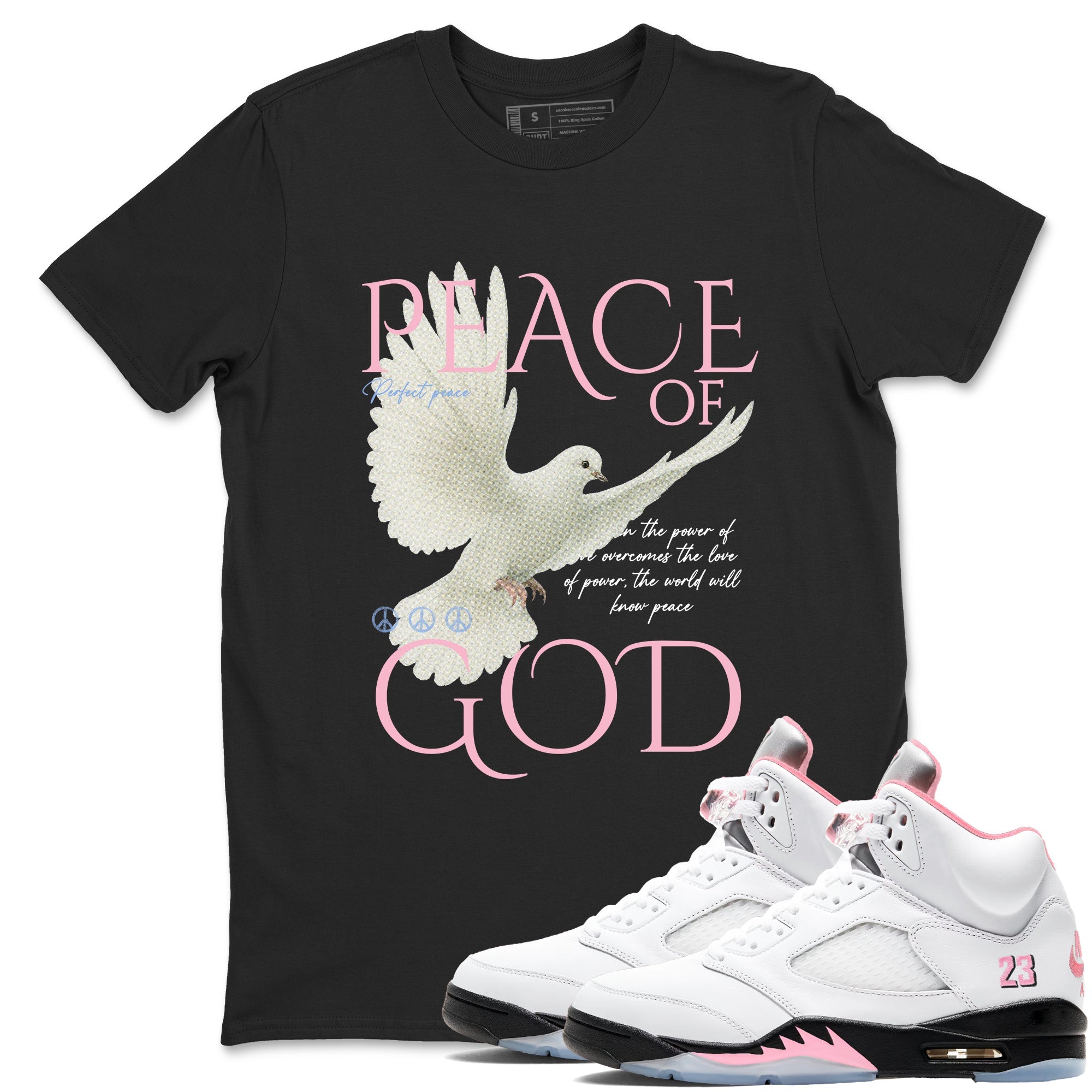 Sneaker match tees  Sneaker Tees To Match Air Jordan 5 Medium Soft Pink Shoes  Peace of God Tee Black 1