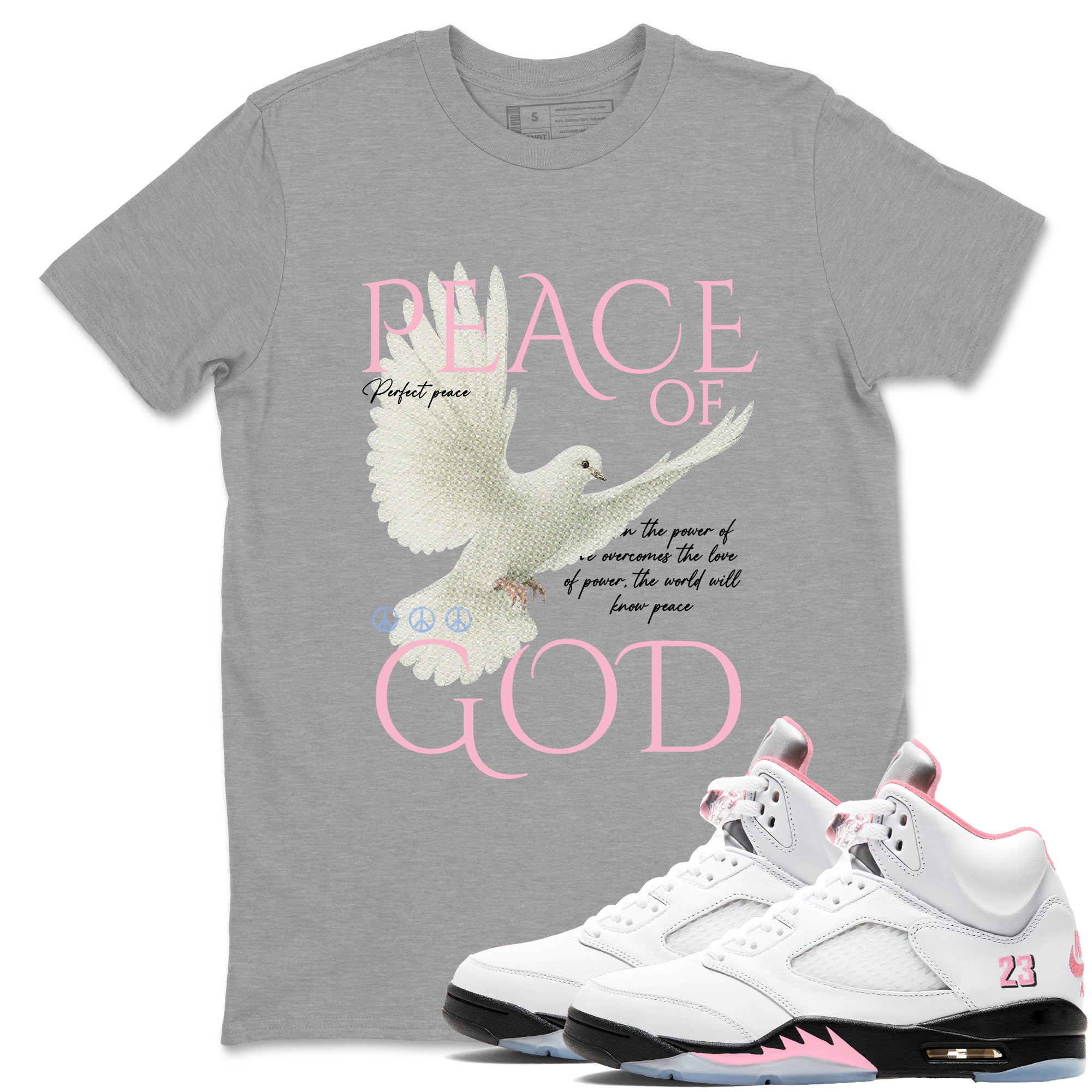 Sneaker match tees  Sneaker Tees To Match Air Jordan 5 Medium Soft Pink Shoes  Peace of God Tee Heather Grey 1
