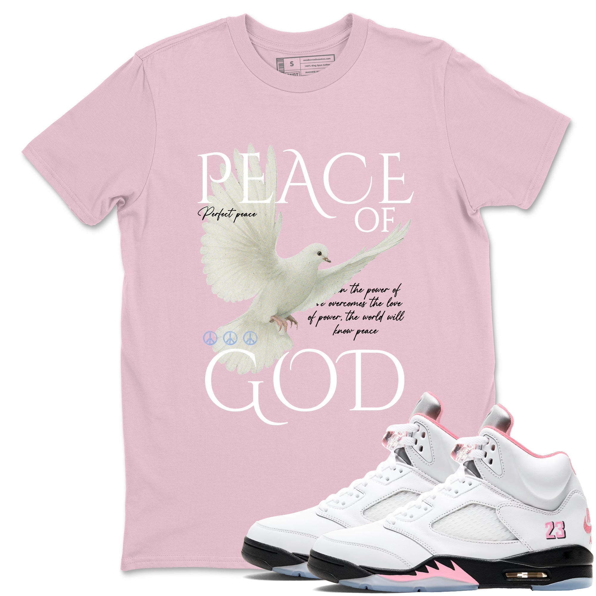 Sneaker match tees  Sneaker Tees To Match Air Jordan 5 Medium Soft Pink Shoes  Peace of God Tee Pink 1