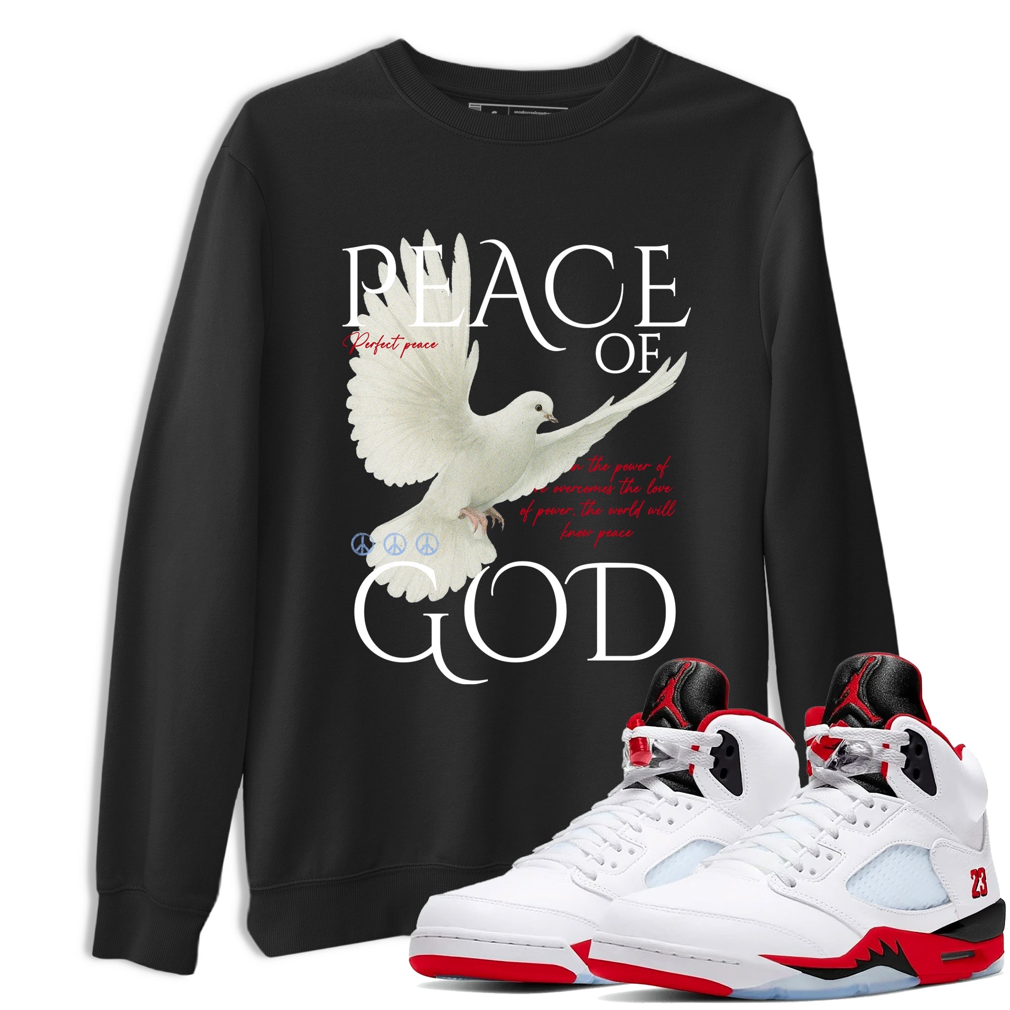 Sneaker match tees  Sneaker Tees To Match Air Jordan 5 Fire Red Shoes  Peace of God Tee Black 1