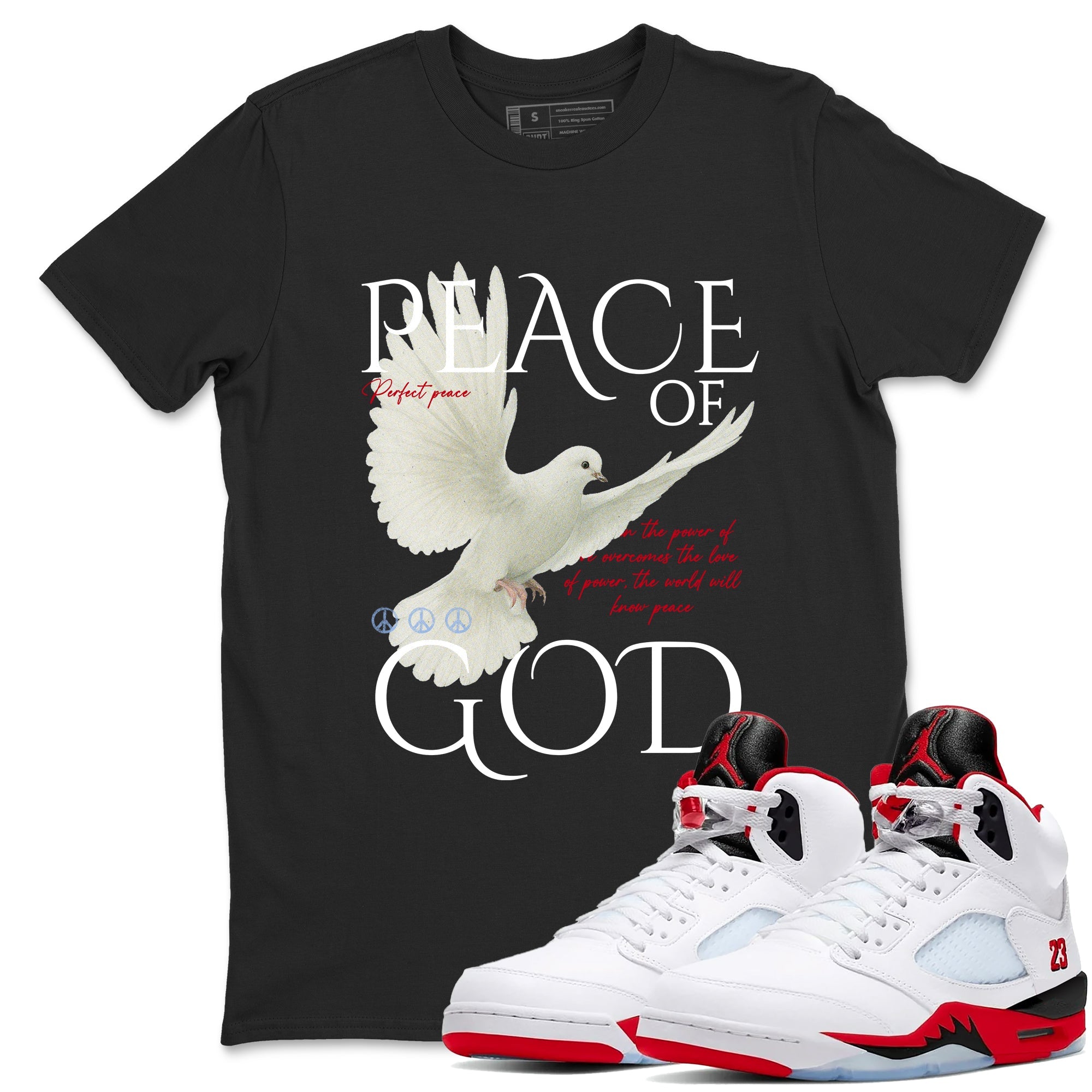 Sneaker match tees  Sneaker Tees To Match Air Jordan 5 Fire Red Shoes  Peace of God Tee Black 1