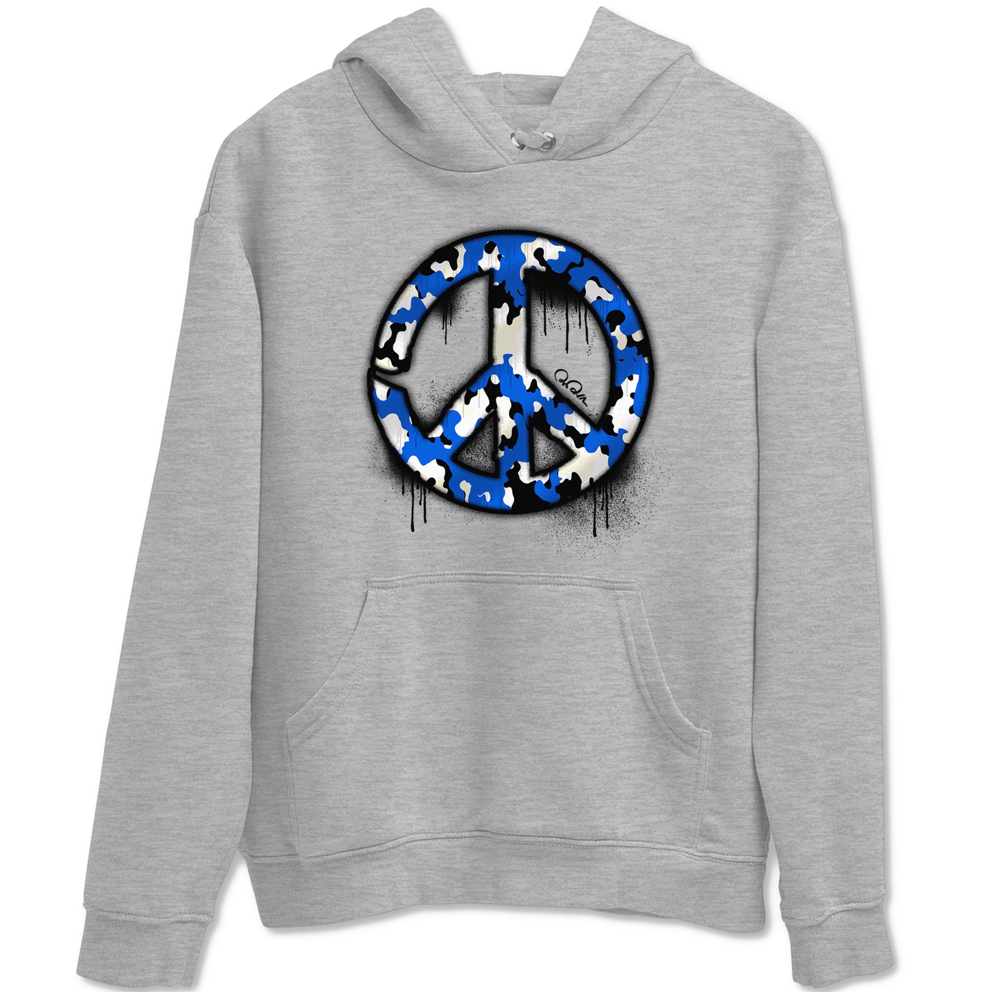 AJ1 Game Royal shirt to match jordans Peace Sign sneaker tees Air Jordan 1 Game Royal Drip Gear Zone unisex cotton Heather Grey 2 crew neck shirt