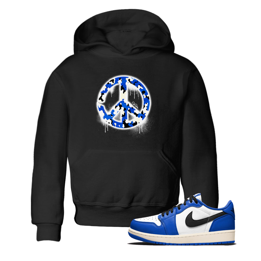 AJ1 Game Royal shirt to match jordans Peace Sign sneaker tees Air Jordan 1 Game Royal Drip Gear Zone baby toddler Black 1 cotton Shirt