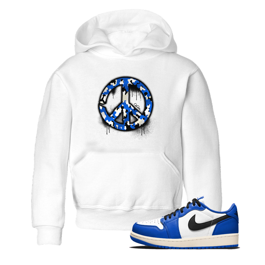 AJ1 Game Royal shirt to match jordans Peace Sign sneaker tees Air Jordan 1 Game Royal Drip Gear Zone baby toddler White 1 cotton Shirt