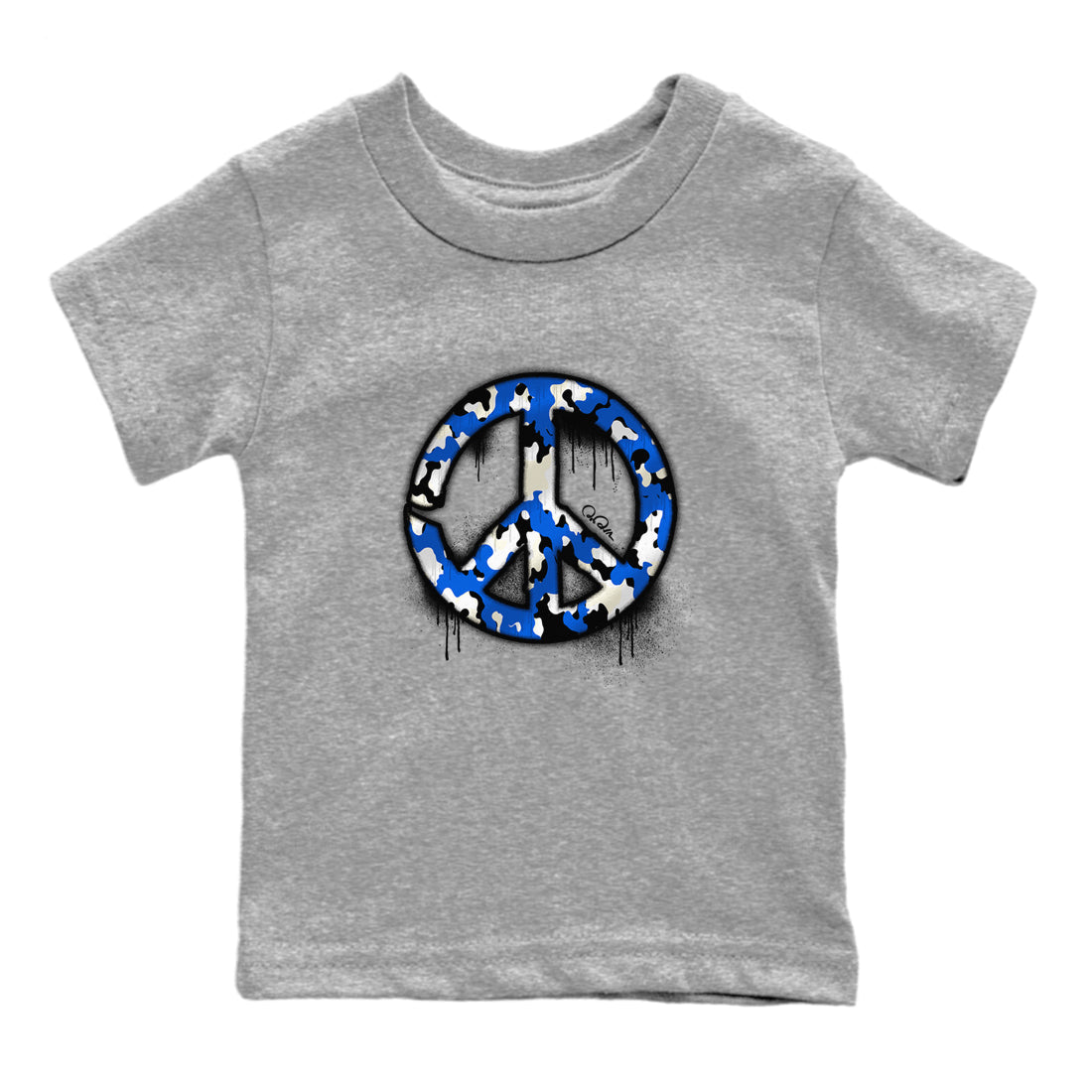 AJ1 Game Royal shirt to match jordans Peace Sign sneaker tees Air Jordan 1 Game Royal Drip Gear Zone baby toddler Heather Grey 2 cotton Shirt