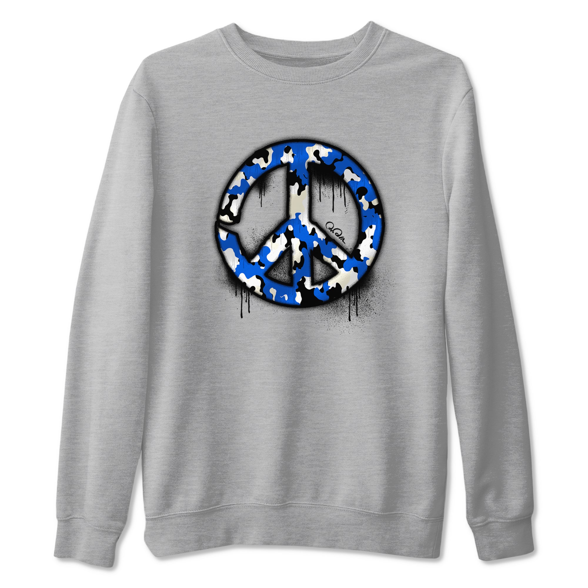AJ1 Game Royal shirt to match jordans Peace Sign sneaker tees Air Jordan 1 Game Royal Drip Gear Zone unisex cotton Heather Grey 2 crew neck shirt